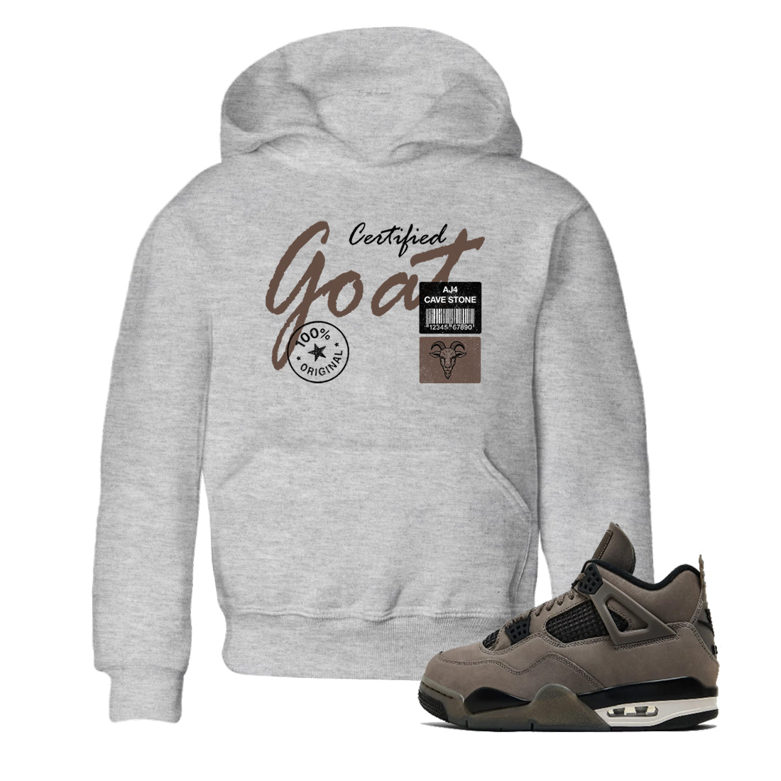 Sneaker match tees – Sneaker Tees To Match Air Jordan 4 Cave Stone Shoes – Certified Goat Kids T-Shirt Heather Grey 1