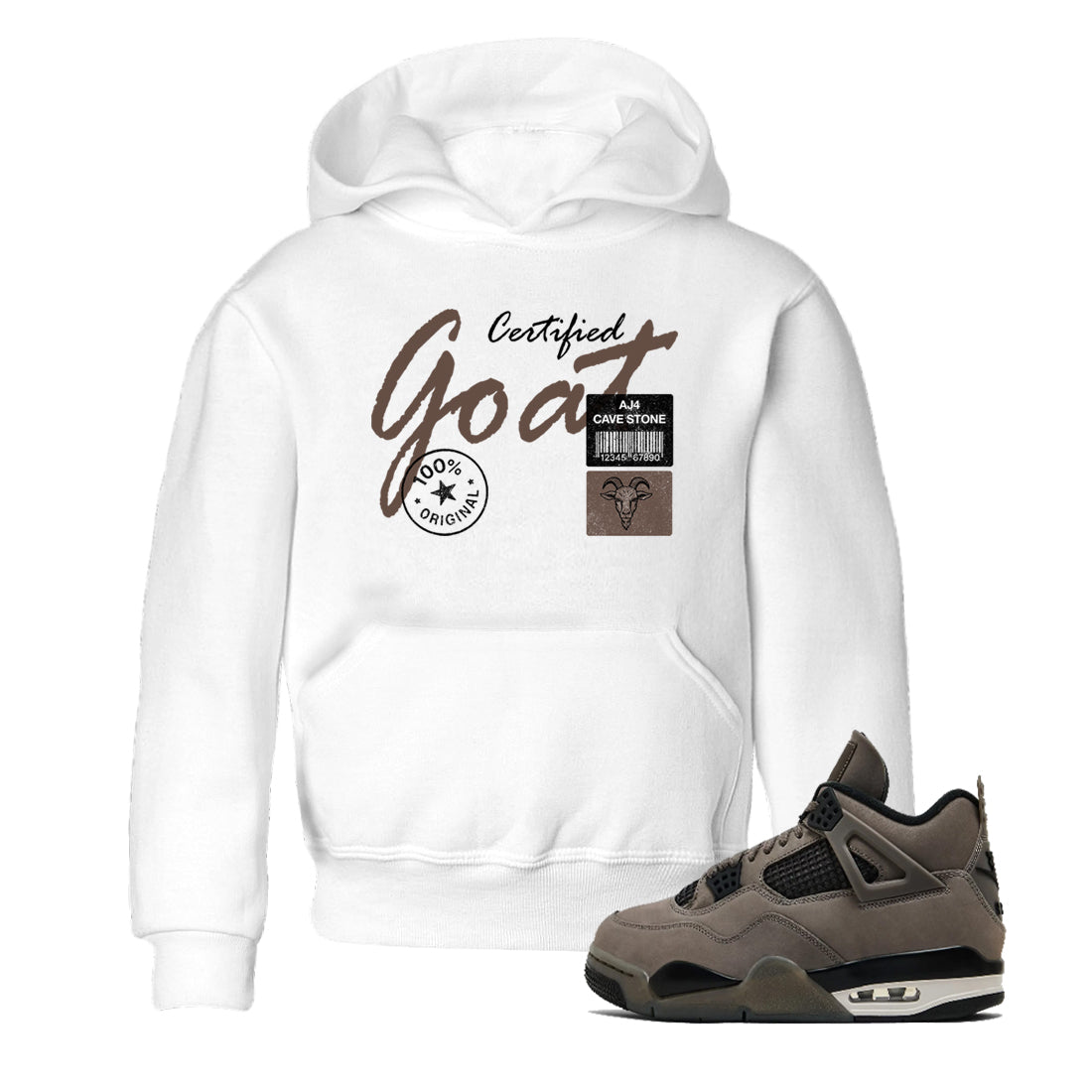 Sneaker match tees – Sneaker Tees To Match Air Jordan 4 Cave Stone Shoes – Certified Goat Kids T-Shirt White 1