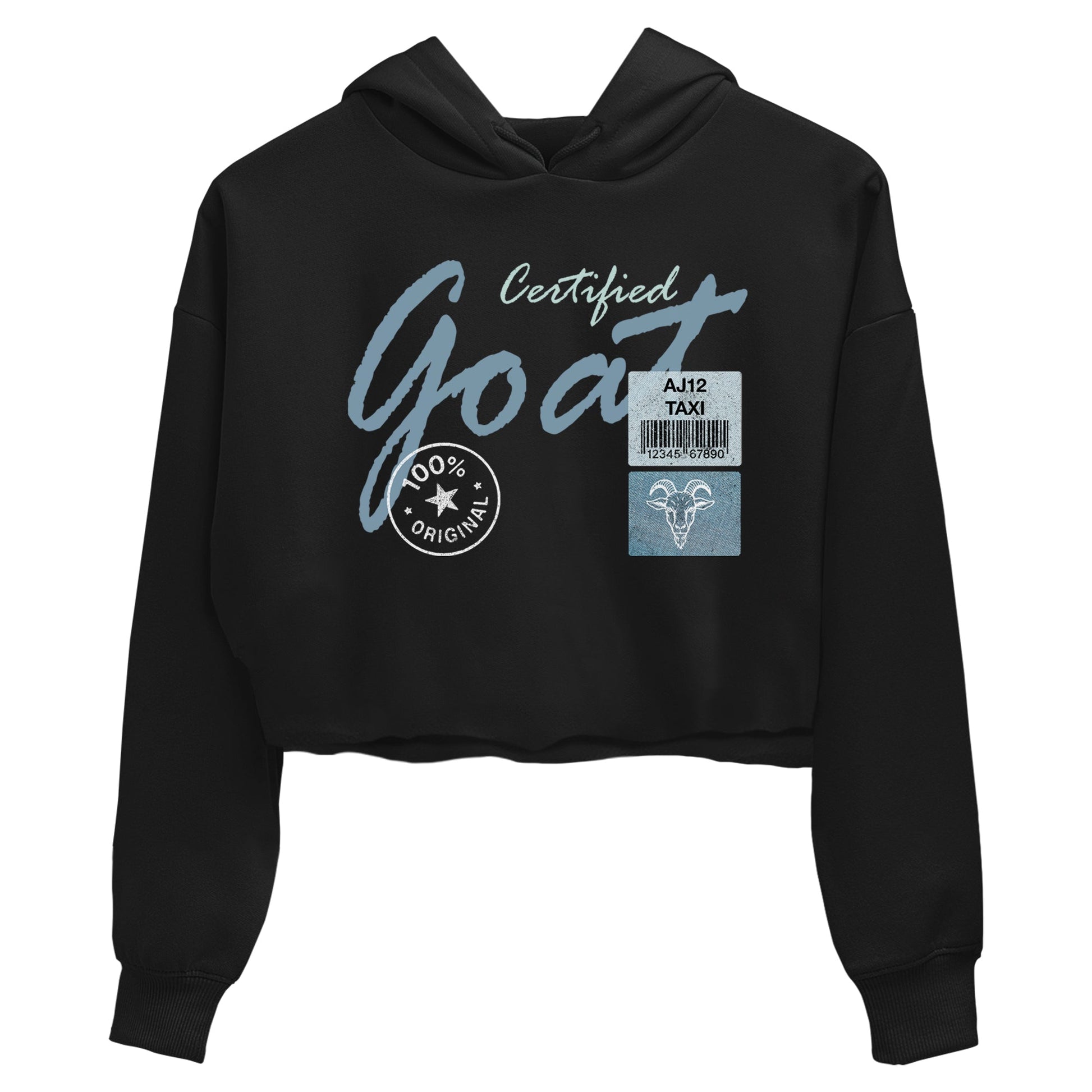 Sneaker match tees – Sneaker Tees To Match 4s Worn Blue Air Jordan 4 Denim Shoes – Certified Goat Crop T-Shirt Black 2