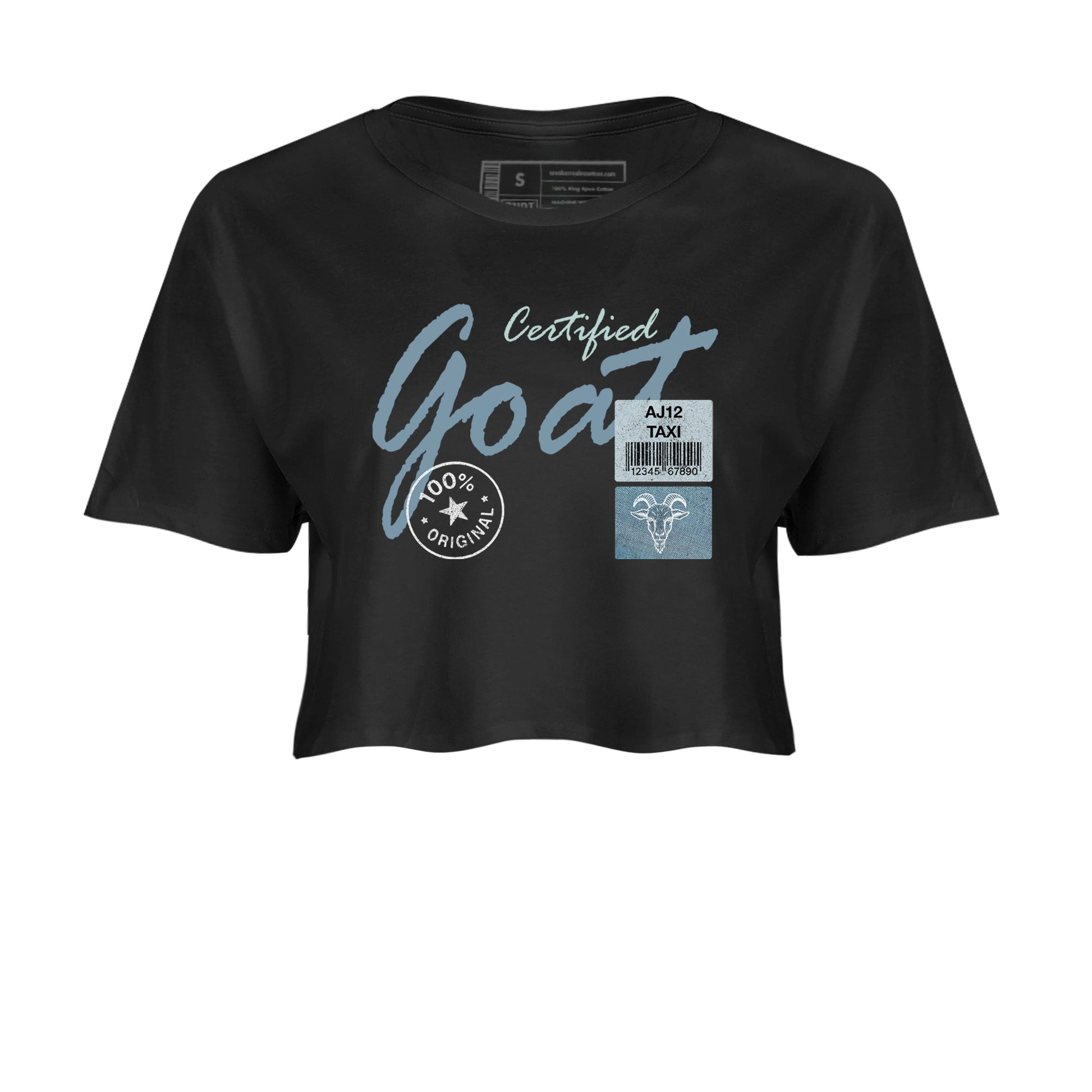 Sneaker match tees – Sneaker Tees To Match 4s Worn Blue Air Jordan 4 Denim Shoes – Certified Goat Crop T-Shirt Black 2