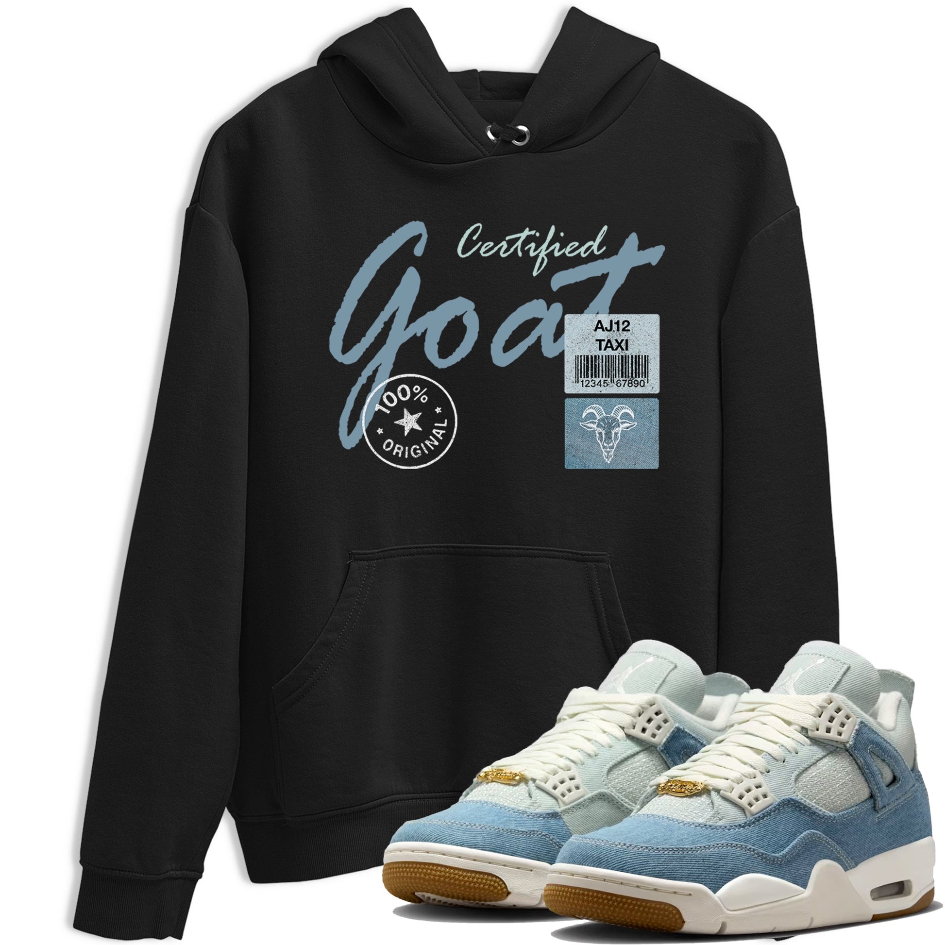 Sneaker match tees – Sneaker Tees To Match 4s Worn Blue Air Jordan 4 Denim Shoes – Certified Goat Tee Black 1