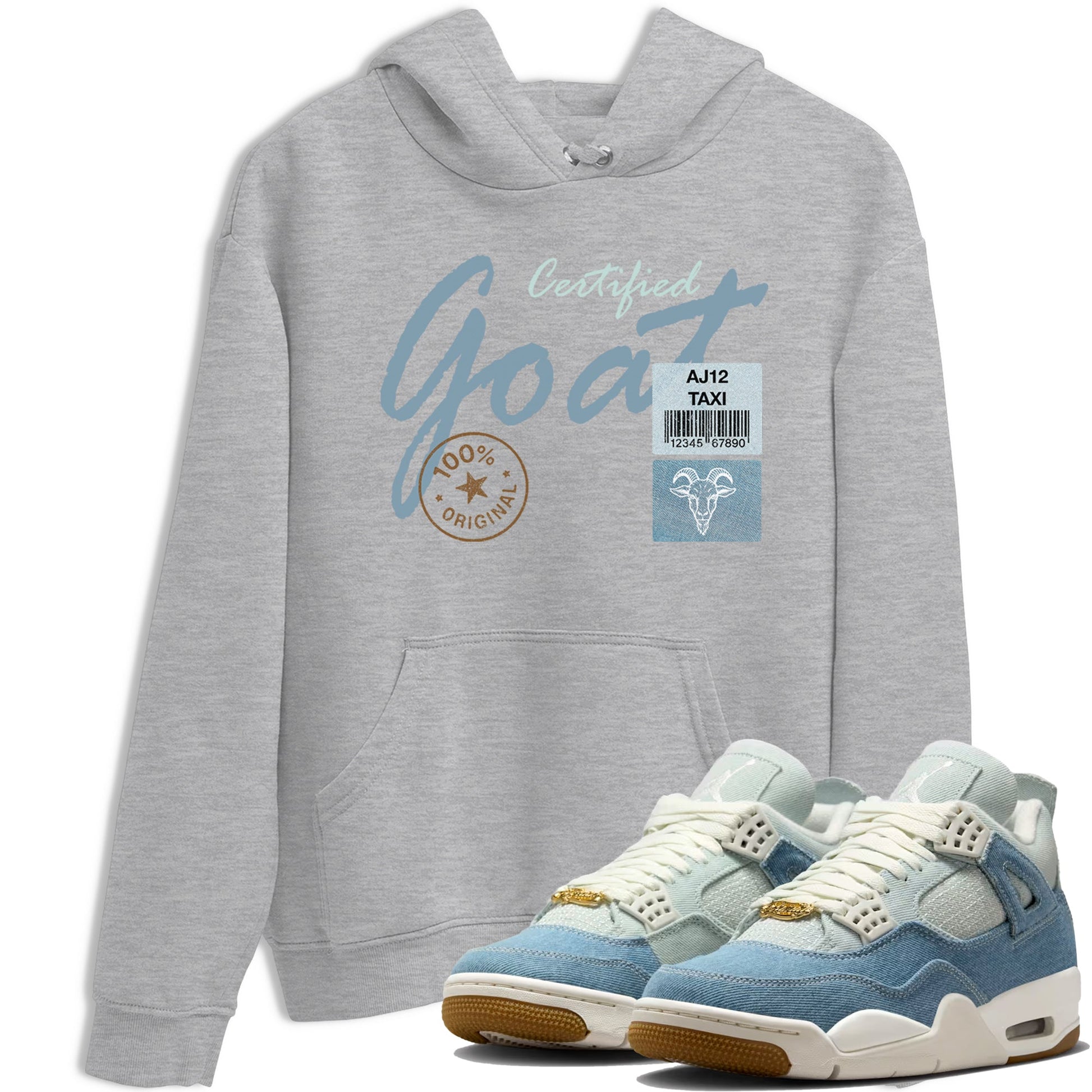 Sneaker match tees – Sneaker Tees To Match 4s Worn Blue Air Jordan 4 Denim Shoes – Certified Goat Tee Heather Grey 1