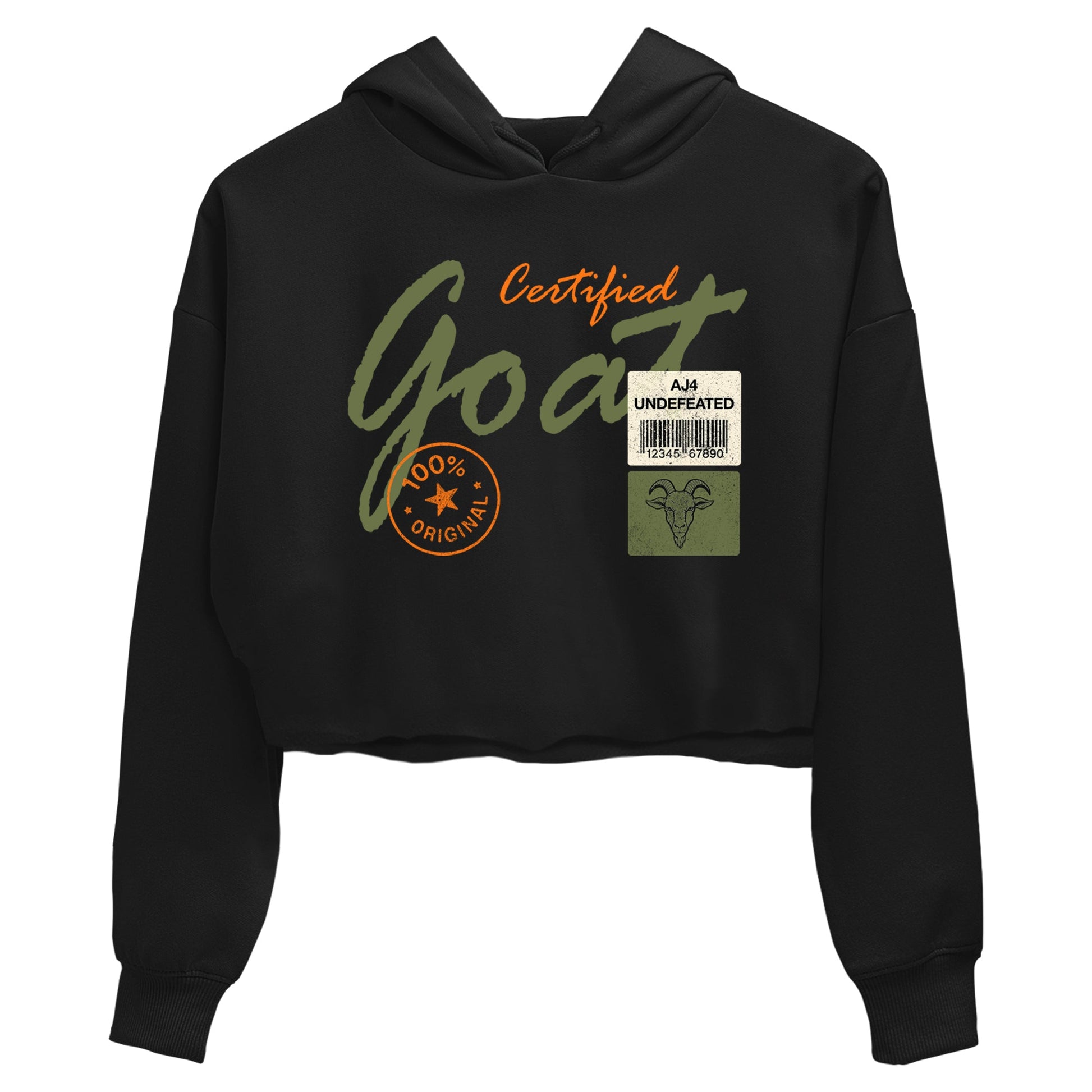 Sneaker match tees – Sneaker Tees To Match Undefeated inspired colorways Air Jordan 4 OG Olive Shoes – Certified Goat Crop T-Shirt Black 2