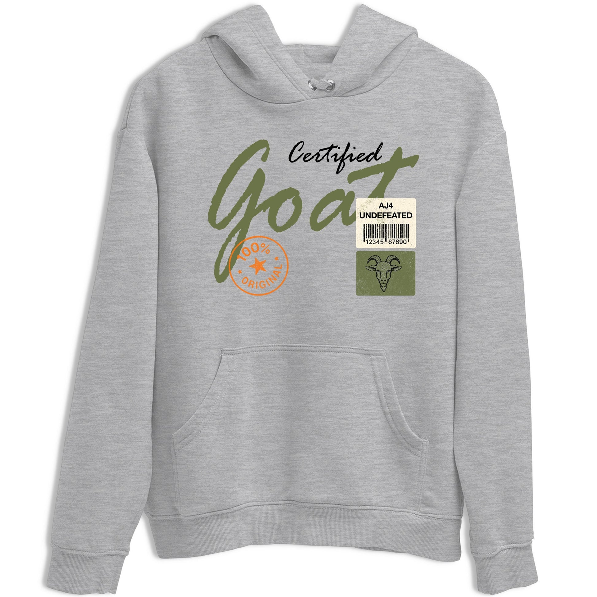 Sneaker match tees – Sneaker Tees To Match Undefeated inspired colorways Air Jordan 4 OG Olive Shoes – Certified Goat Tee Heather Grey 2