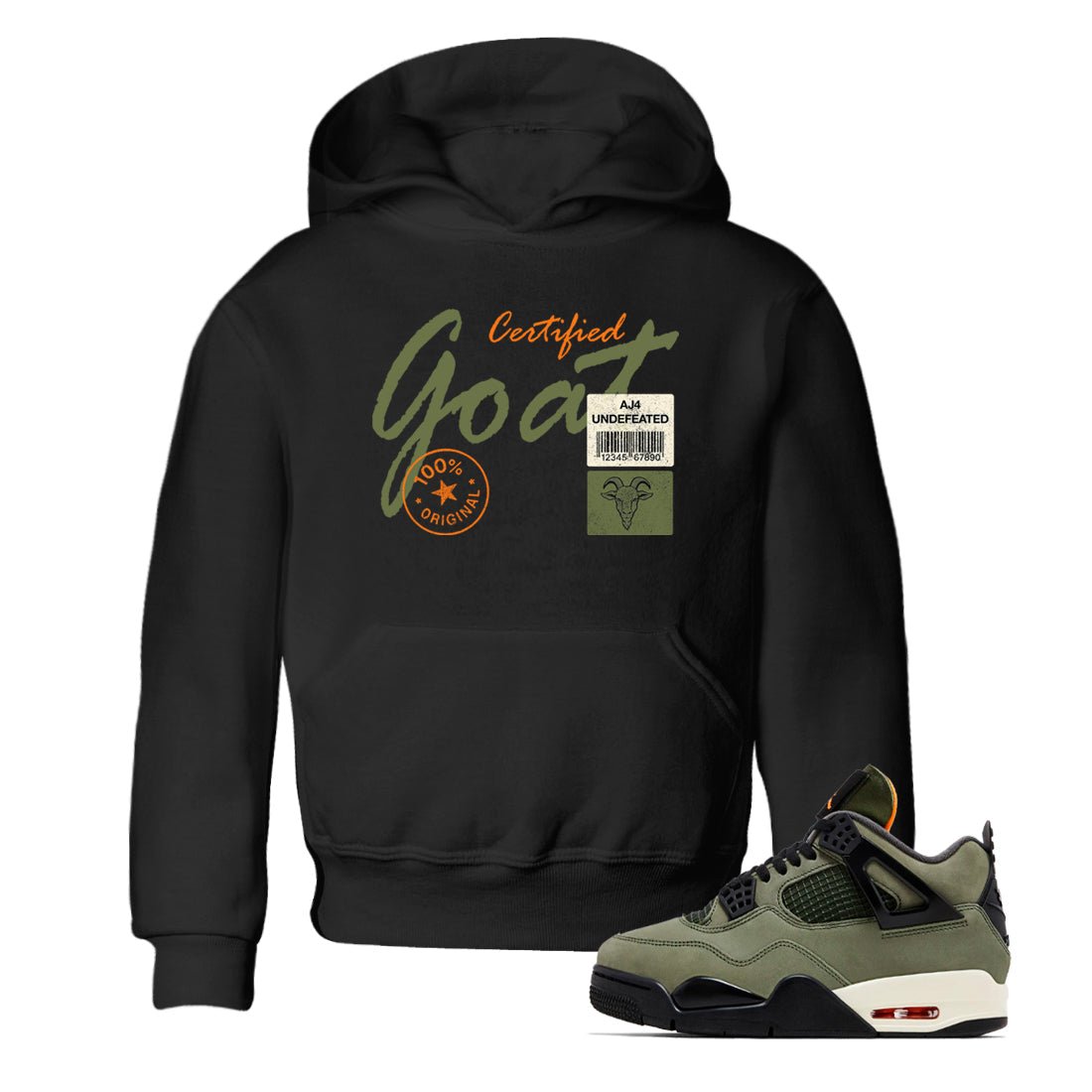 Sneaker match tees – Sneaker Tees To Match Undefeated inspired colorways Air Jordan 4 OG Olive Shoes – Certified Goat Kids T-Shirt Black 1