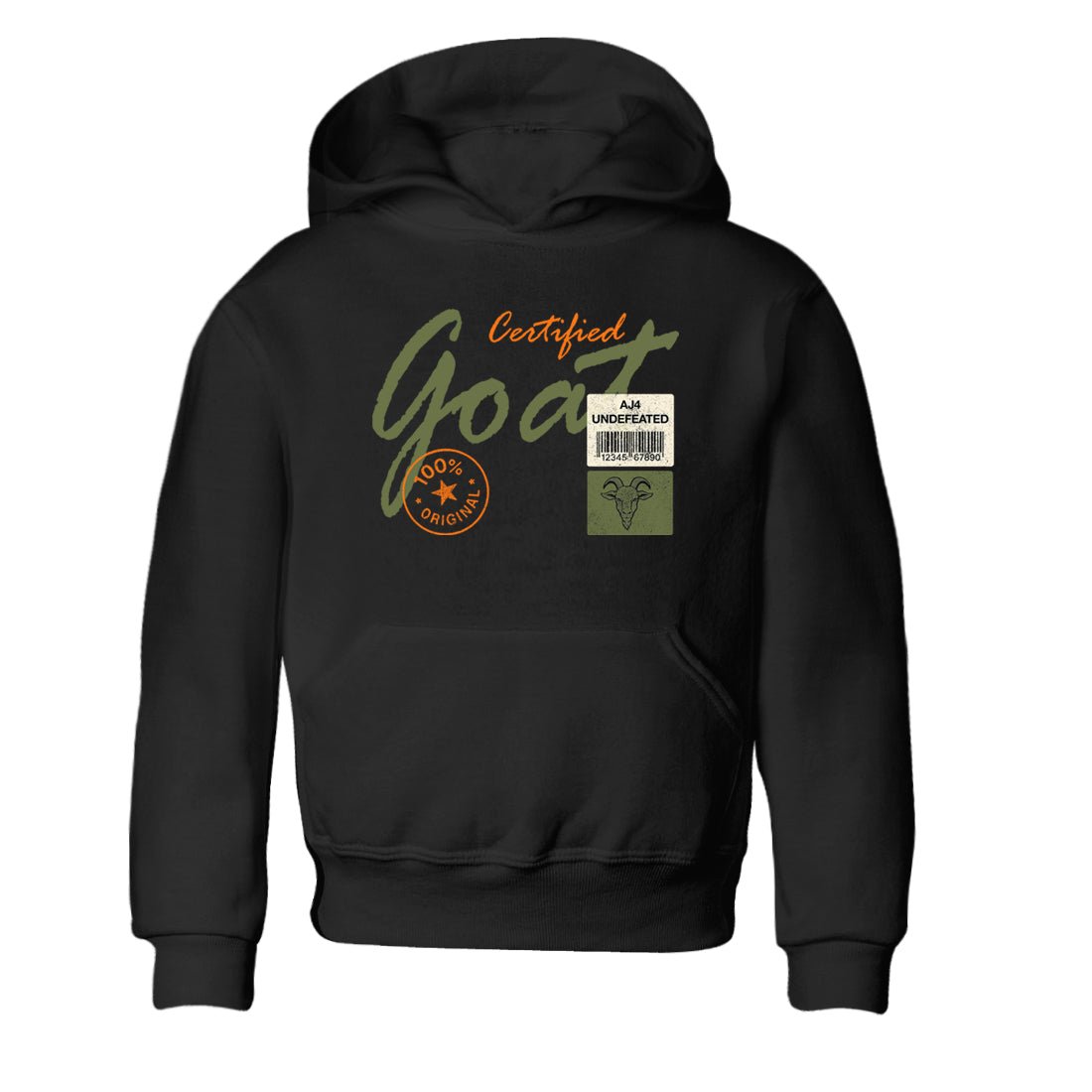 Sneaker match tees – Sneaker Tees To Match Undefeated inspired colorways Air Jordan 4 OG Olive Shoes – Certified Goat Kids T-Shirt Black 2