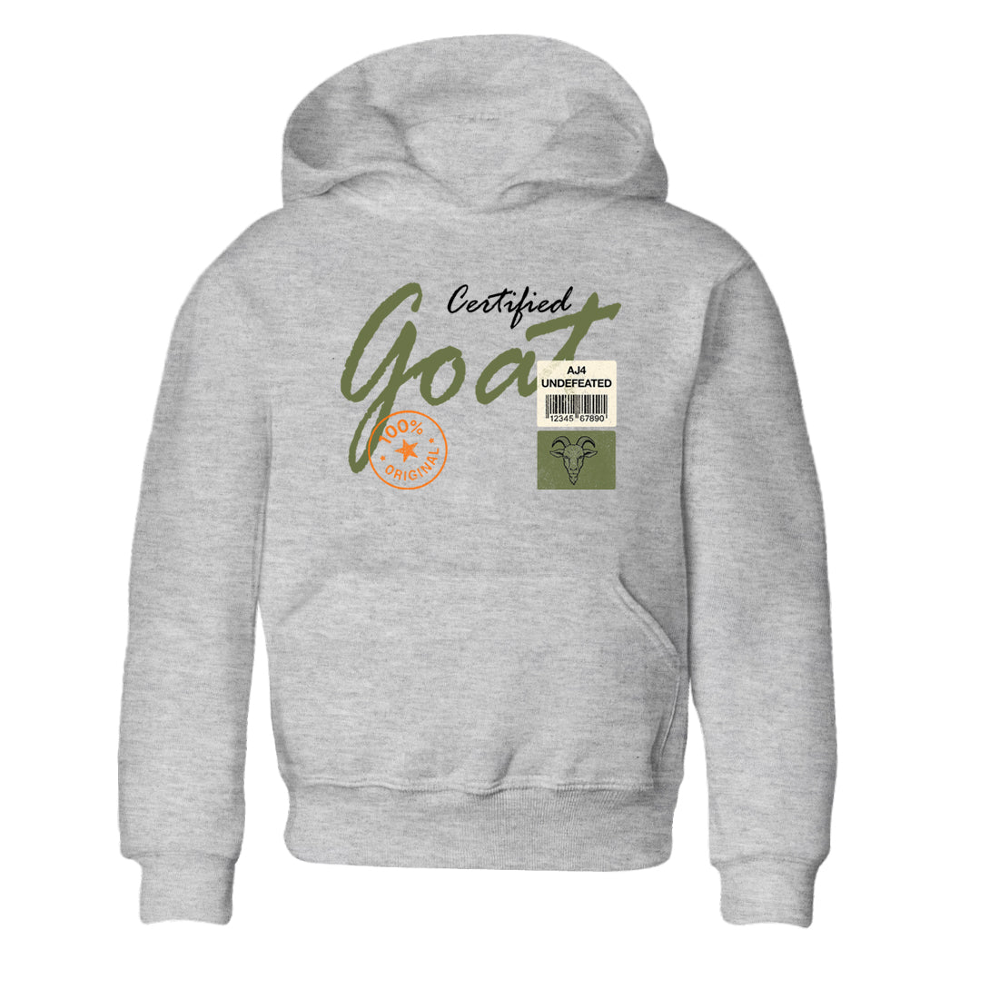 Sneaker match tees – Sneaker Tees To Match Undefeated inspired colorways Air Jordan 4 OG Olive Shoes – Certified Goat Kids T-Shirt Heather Grey 2