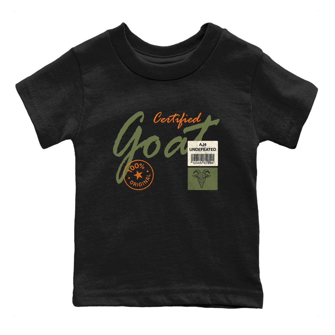 Sneaker match tees – Sneaker Tees To Match Undefeated inspired colorways Air Jordan 4 OG Olive Shoes – Certified Goat Kids T-Shirt Black 2