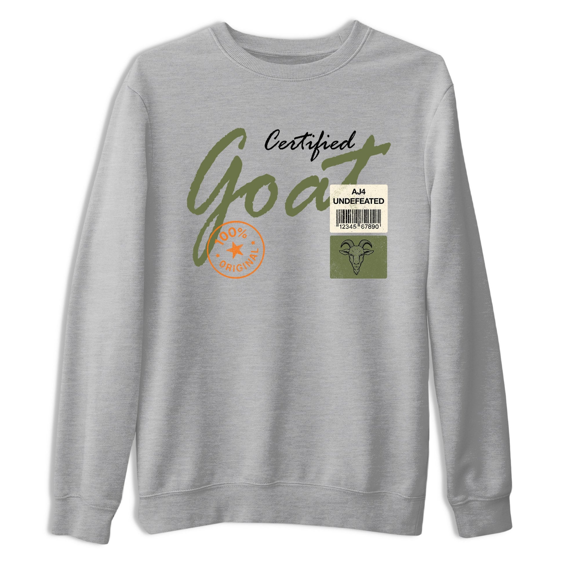 Sneaker match tees – Sneaker Tees To Match Undefeated inspired colorways Air Jordan 4 OG Olive Shoes – Certified Goat Tee Heather Grey 2