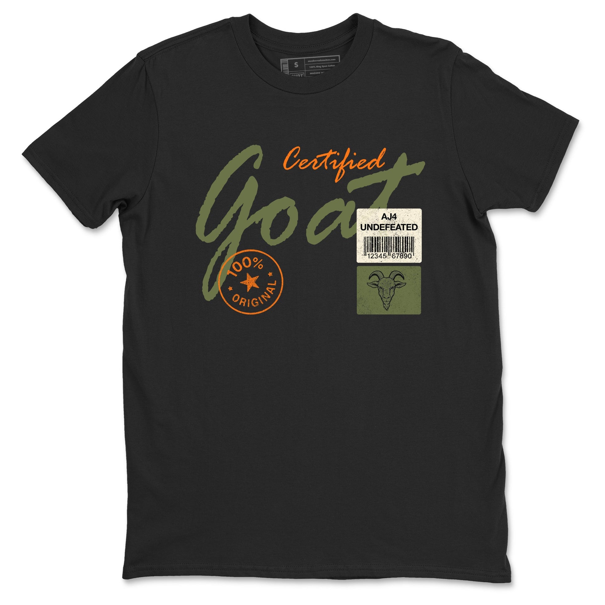 Sneaker match tees – Sneaker Tees To Match Undefeated inspired colorways Air Jordan 4 OG Olive Shoes – Certified Goat Tee Black 2