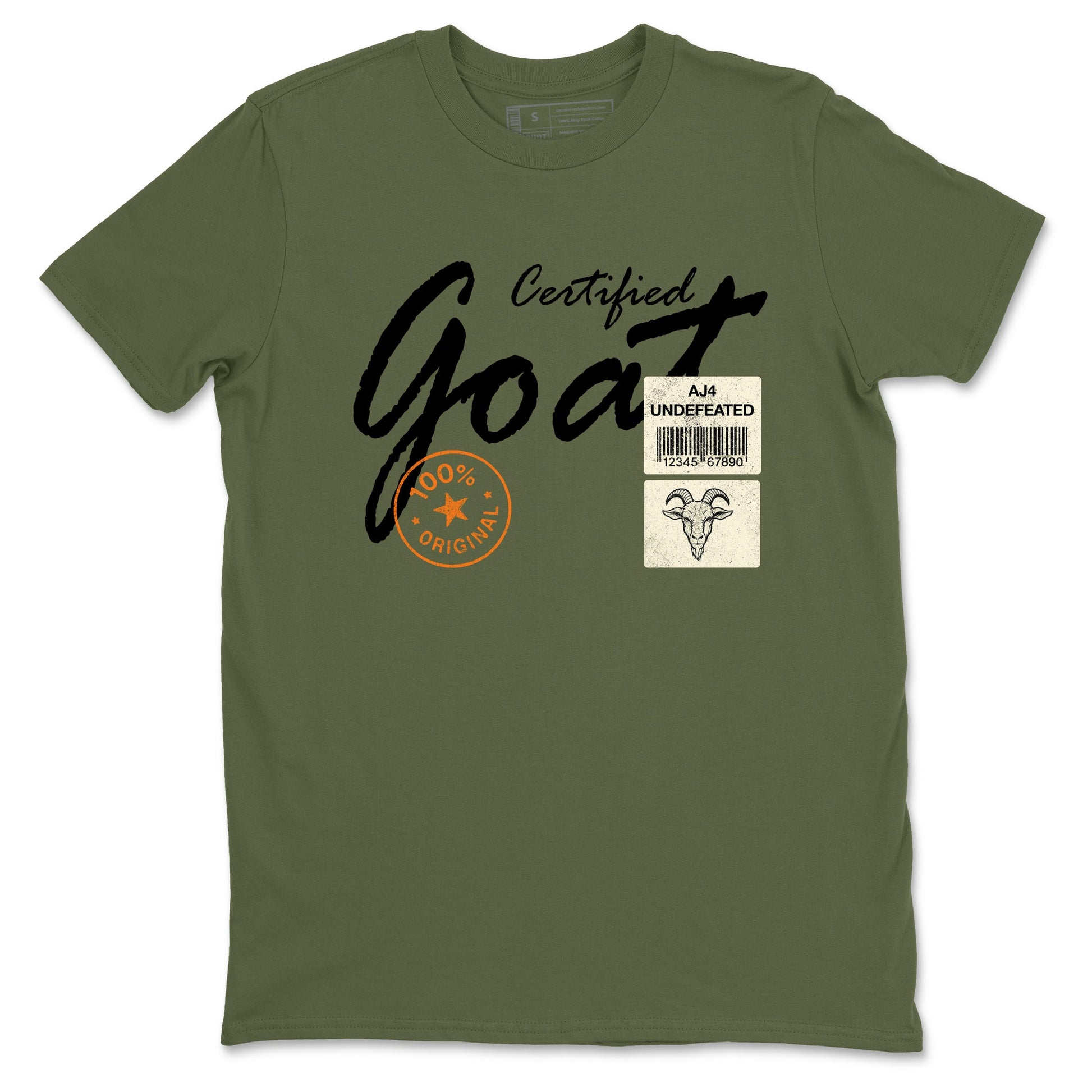 Sneaker match tees – Sneaker Tees To Match Undefeated inspired colorways Air Jordan 4 OG Olive Shoes – Certified Goat Tee Military Green 2
