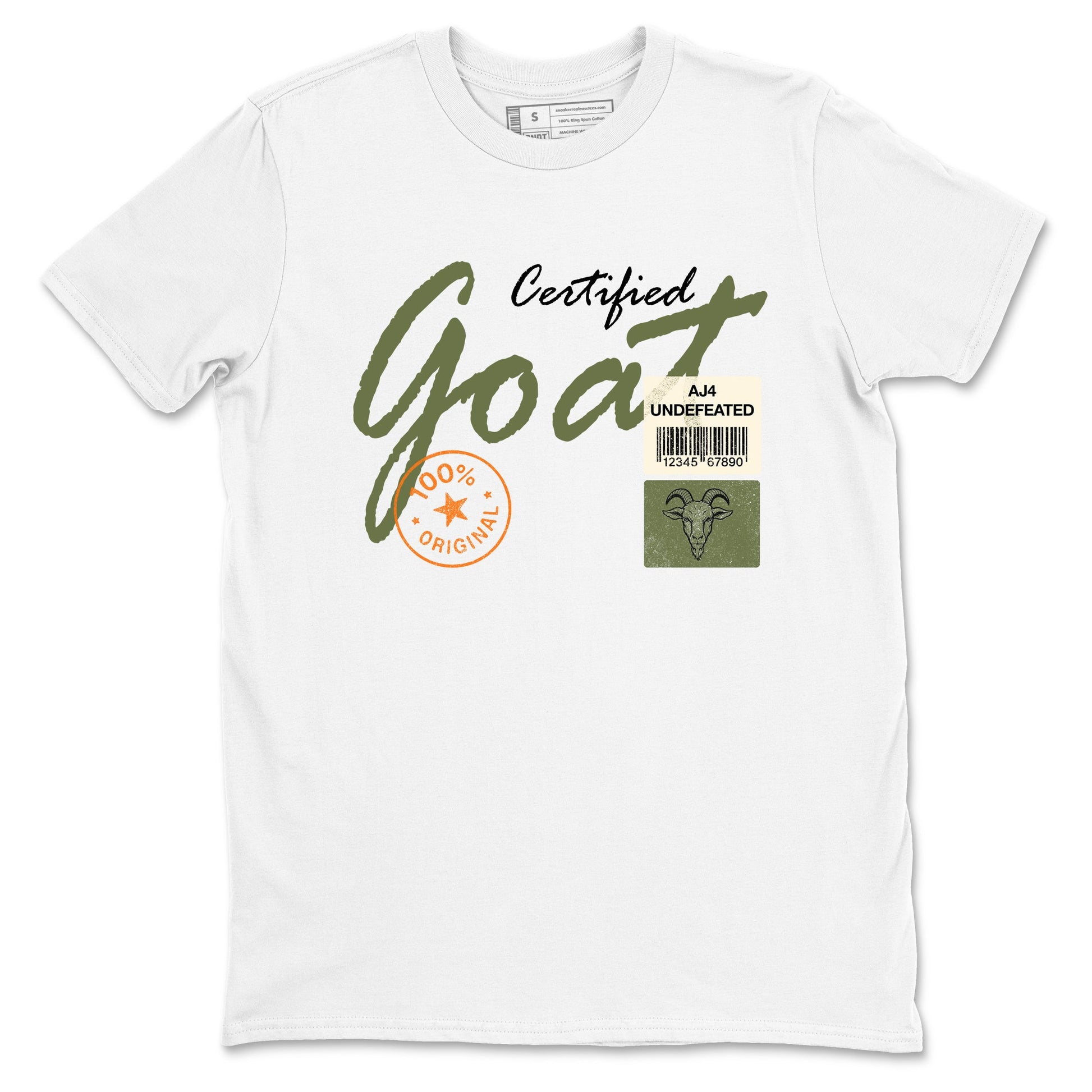 Sneaker match tees – Sneaker Tees To Match Undefeated inspired colorways Air Jordan 4 OG Olive Shoes – Certified Goat Tee White 2