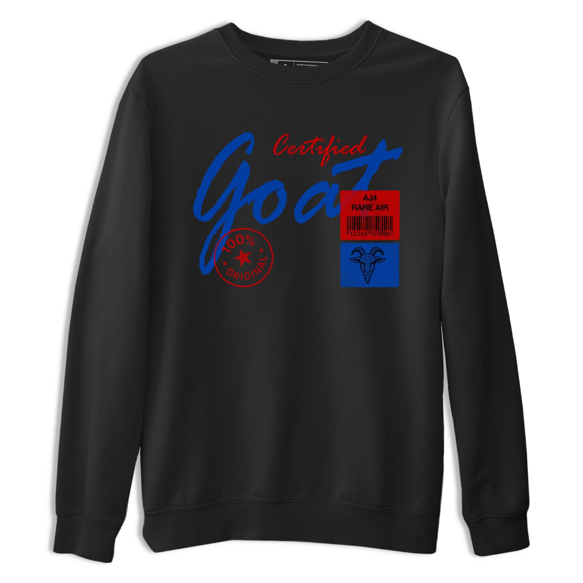 Certified Goat sneaker match t-shirt styled to complete your fit with the Air Jordan 4 Rare Air sneakers, shown in Black 2.