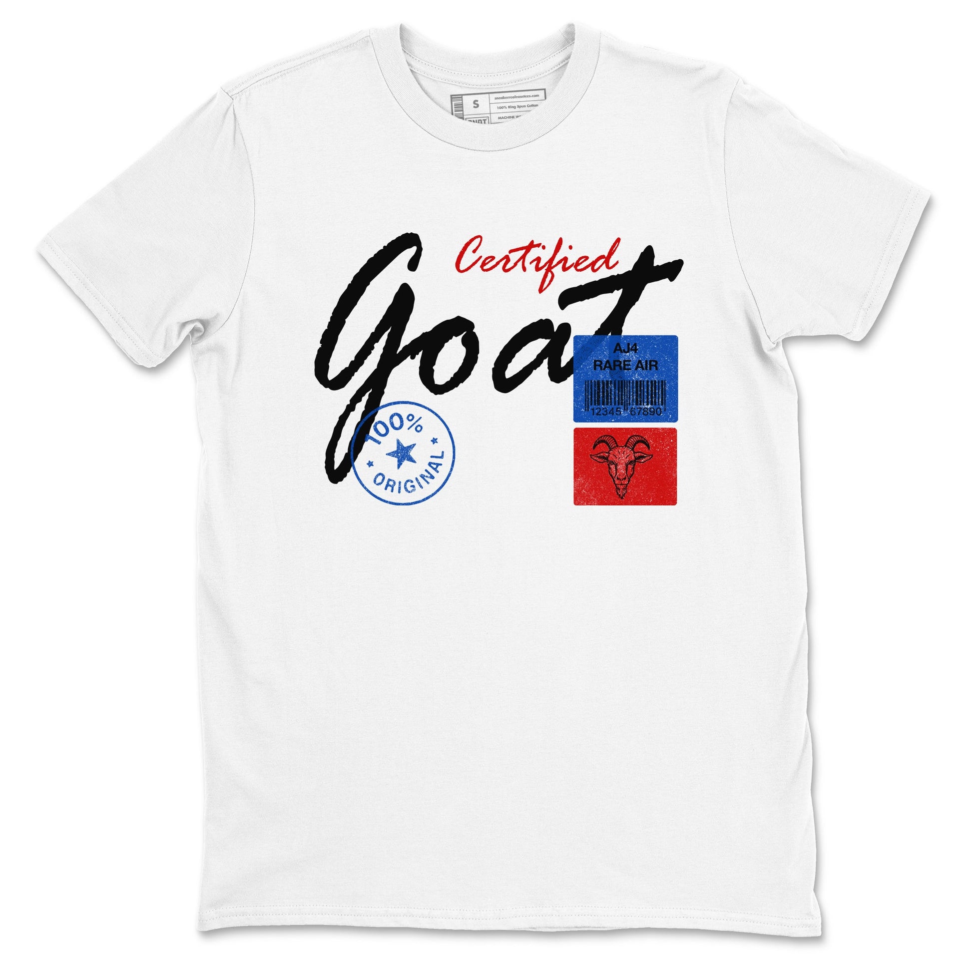 Certified Goat sneaker match t-shirt styled to complete your fit with the Air Jordan 4 Rare Air sneakers, shown in White 2.