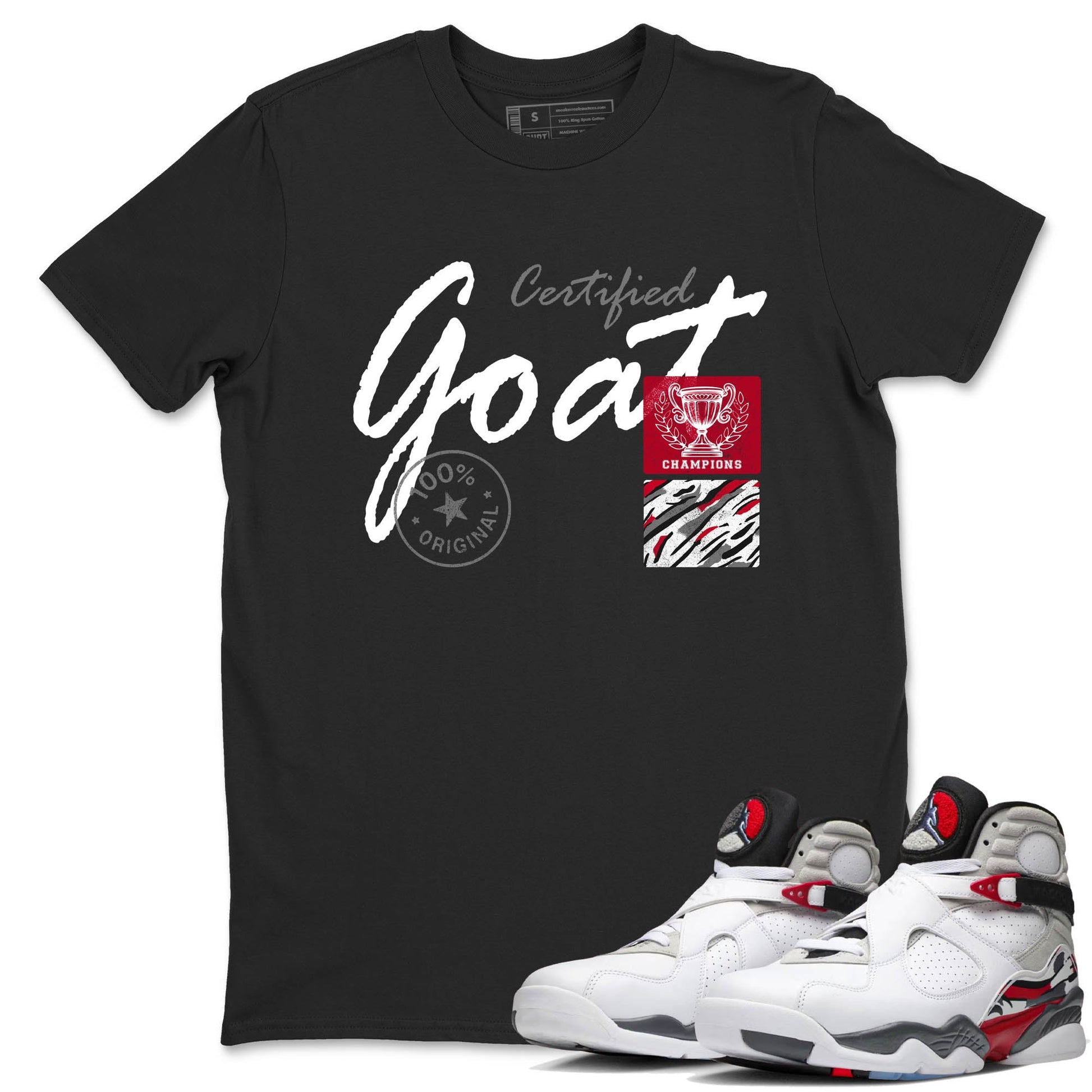 Sneaker Threads – Sneaker Tees To Match Air Jordan 8 Bunny – Certified Goat Graphic Tee Black 1. Perfect for Jordan releases 2025 colorways.