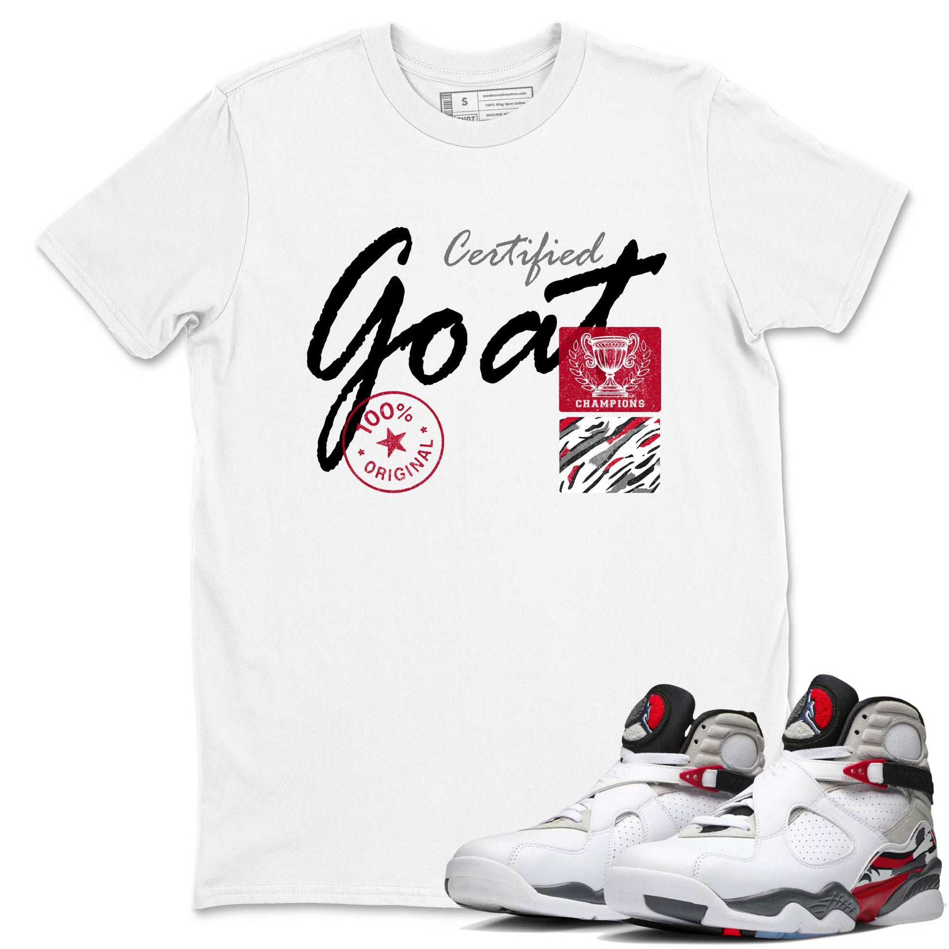 Sneaker Threads – Sneaker Tees To Match Air Jordan 8 Bunny – Certified Goat Graphic Tee White 1. Perfect for Jordan releases 2025 colorways.