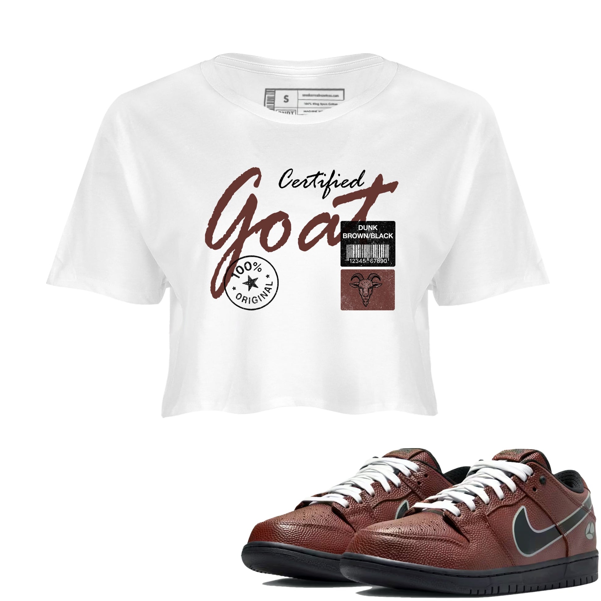 Sneaker match tees – Sneaker Tees To Match Dunk Low Football Shoes – Certified Goat Crop T-Shirt White 1