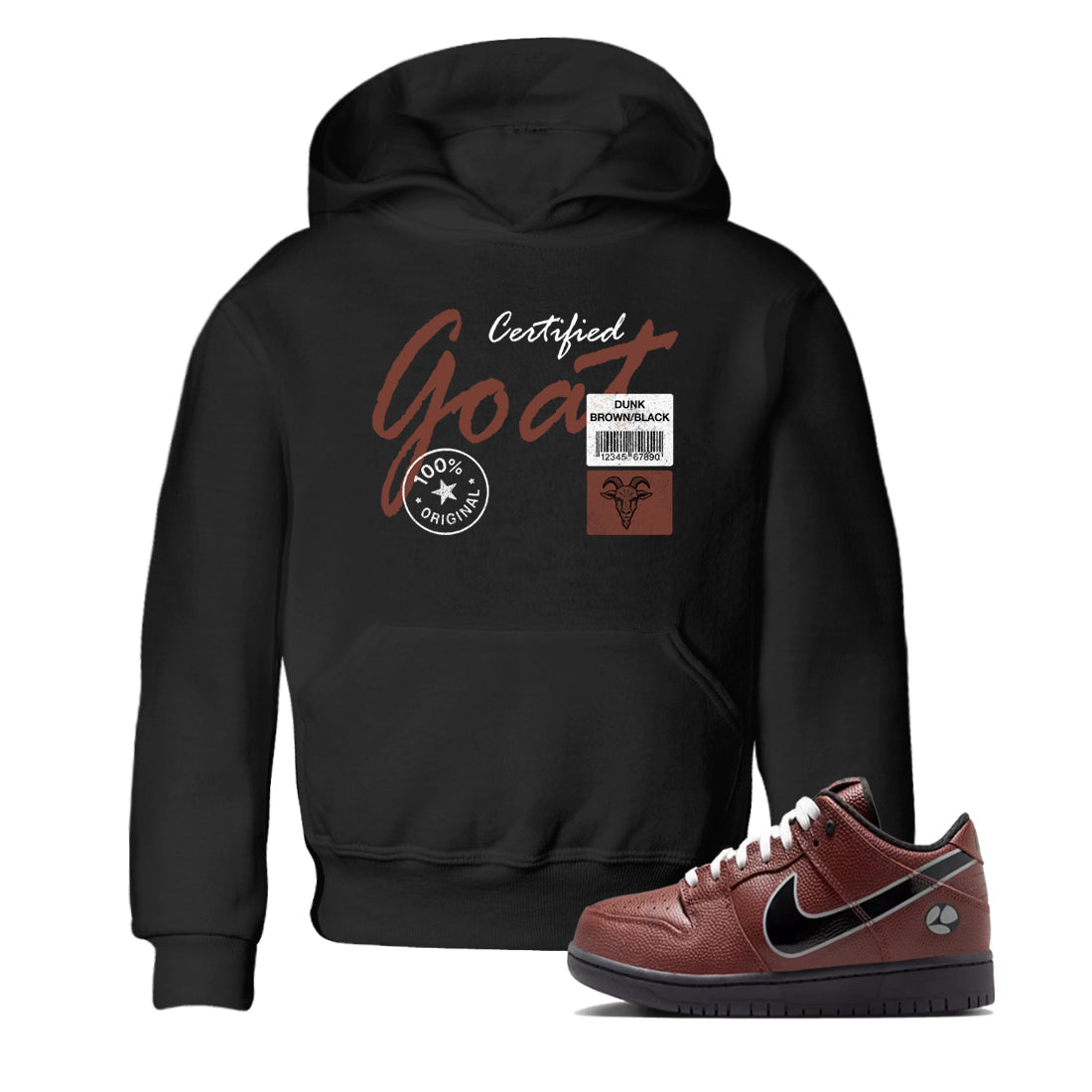 Sneaker match tees – Sneaker Tees To Match Dunk Low Football Shoes – Certified Goat Kids T-Shirt Black 1