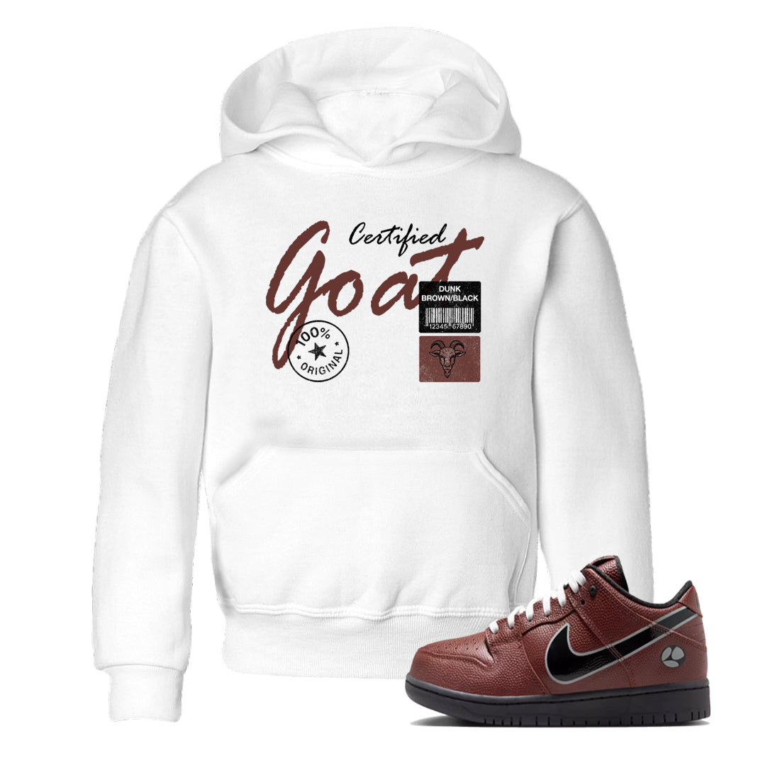 Sneaker match tees – Sneaker Tees To Match Dunk Low Football Shoes – Certified Goat Kids T-Shirt White 1