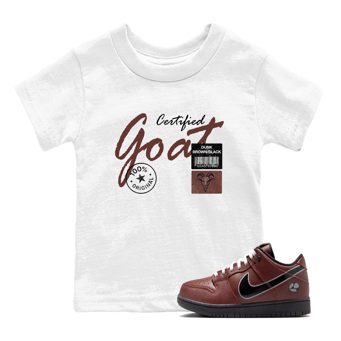 Sneaker match tees – Sneaker Tees To Match Dunk Low Football Shoes – Certified Goat Kids T-Shirt White 1