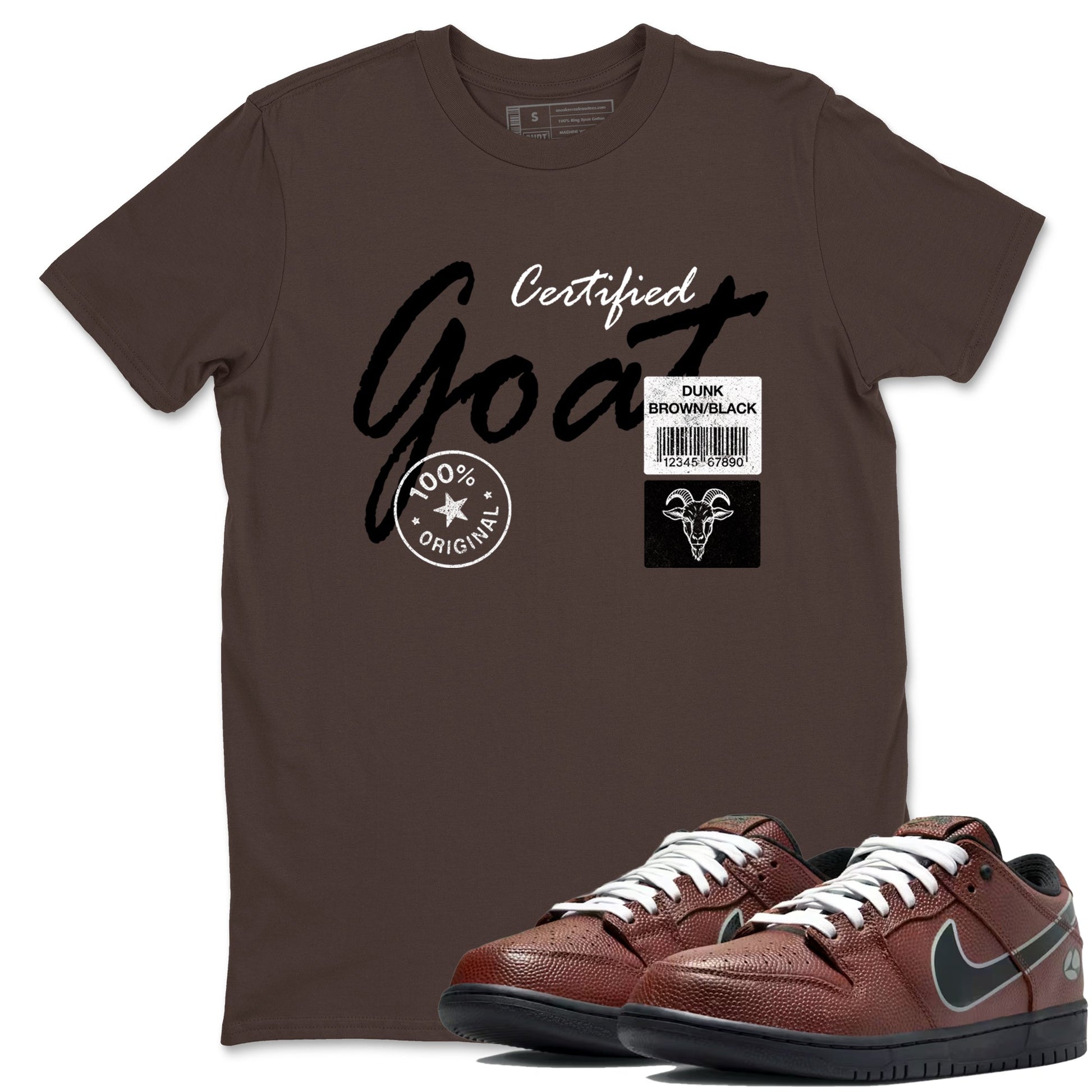 Sneaker match tees – Sneaker Tees To Match Dunk Low Football Shoes – Certified Goat Tee Dark Chocolate 1