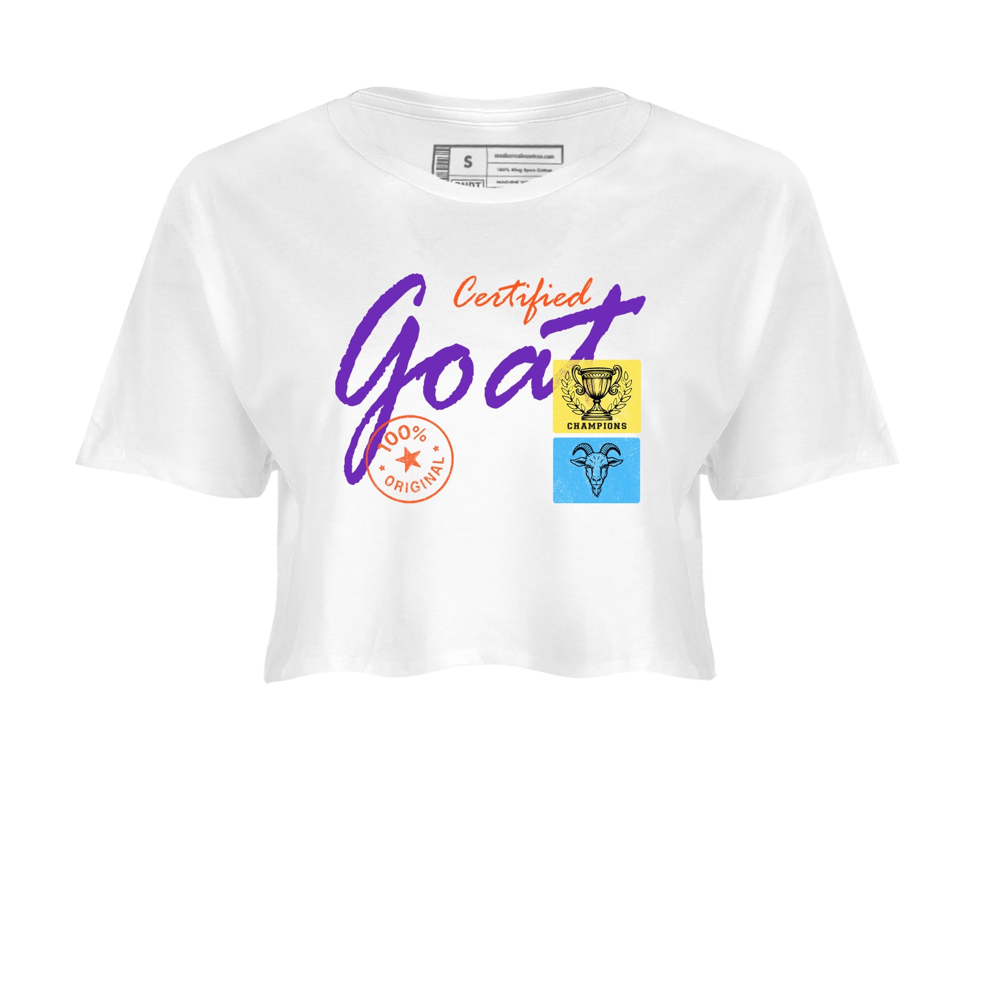Sneaker Threads – Sneaker Tees To Match New Balance 9060 Prism Purple – Certified Goat Crop Tee White 2. Perfect for Jordan releases 2025 colorways.