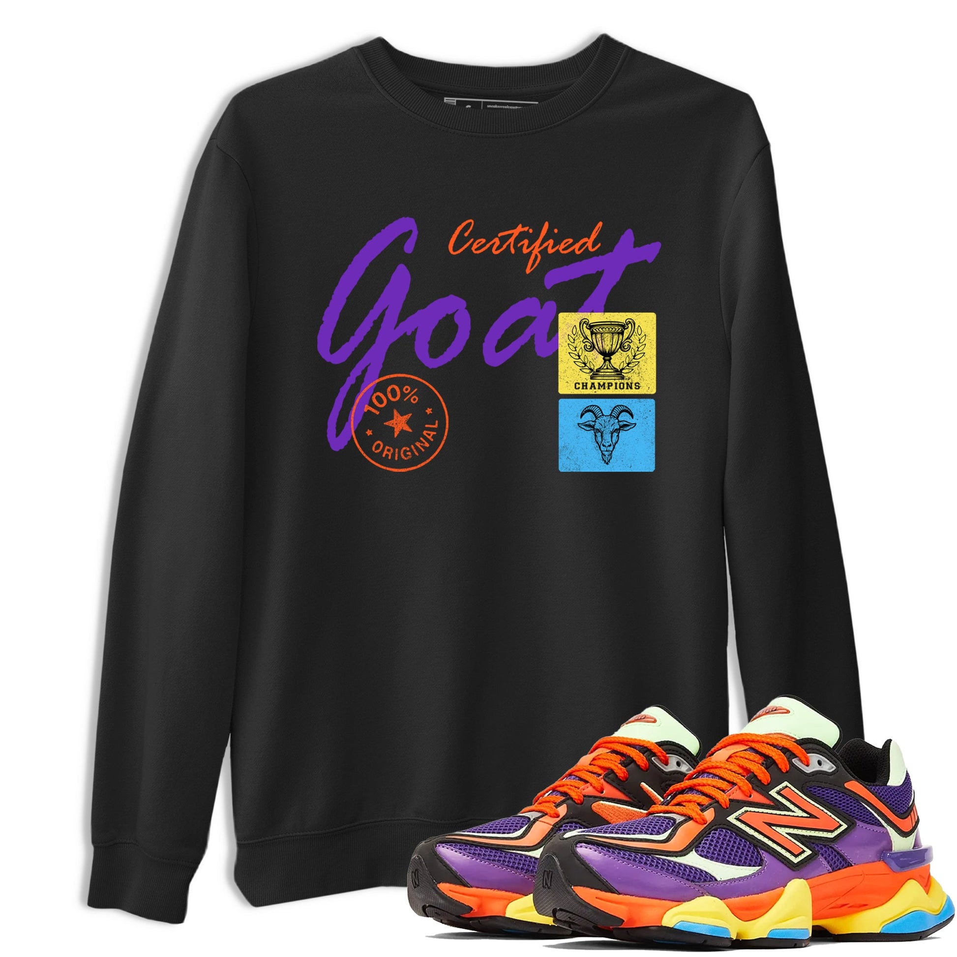 Sneaker Threads – Sneaker Tees To Match New Balance 9060 Prism Purple – Certified Goat Graphic Tee Black 1. Perfect for Jordan releases 2025 colorways.