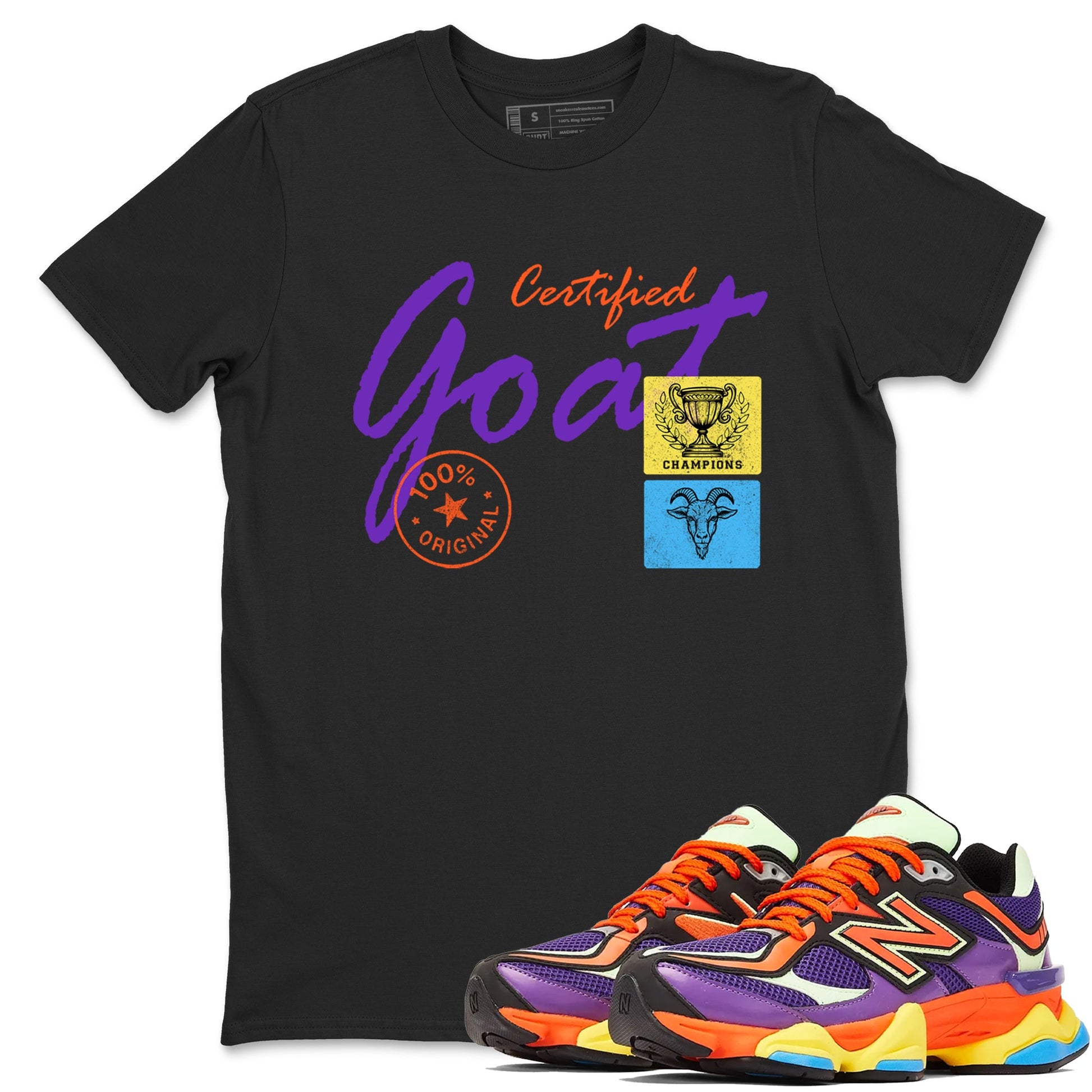 Sneaker Threads – Sneaker Tees To Match New Balance 9060 Prism Purple – Certified Goat Graphic Tee Black 1. Perfect for Jordan releases 2025 colorways.