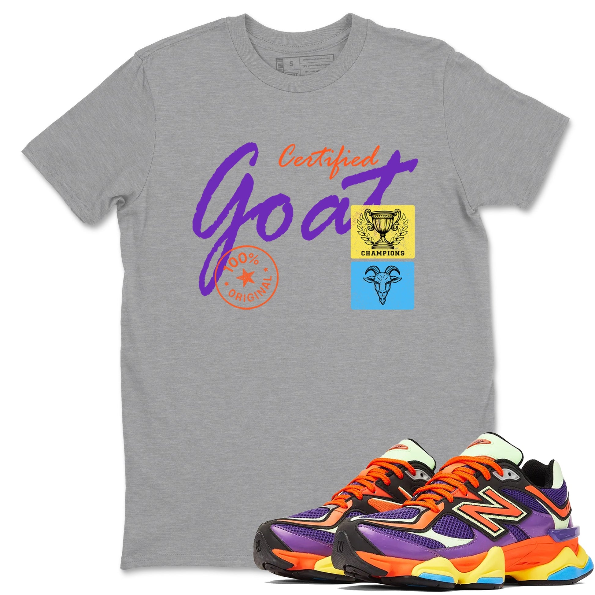 Sneaker Threads – Sneaker Tees To Match New Balance 9060 Prism Purple – Certified Goat Graphic Tee Heather Grey 1. Perfect for Jordan releases 2025 colorways.