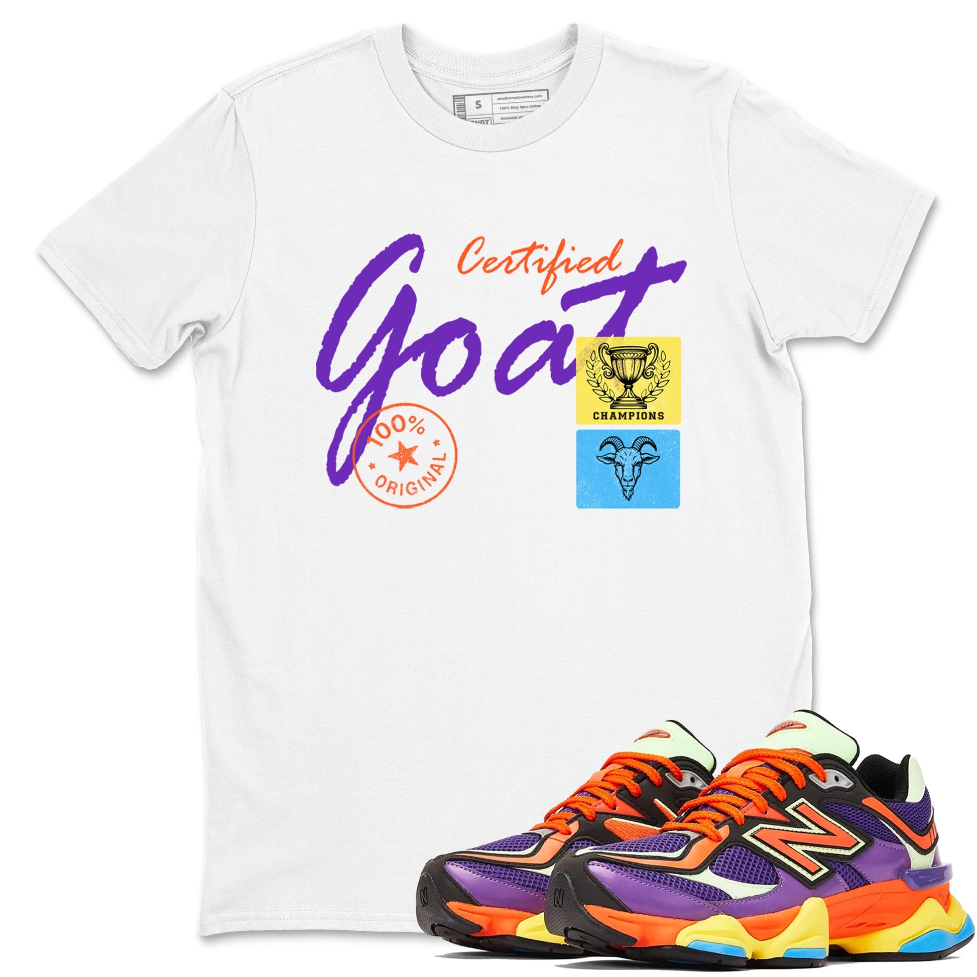 Sneaker Threads – Sneaker Tees To Match New Balance 9060 Prism Purple – Certified Goat Graphic Tee White 1. Perfect for Jordan releases 2025 colorways.