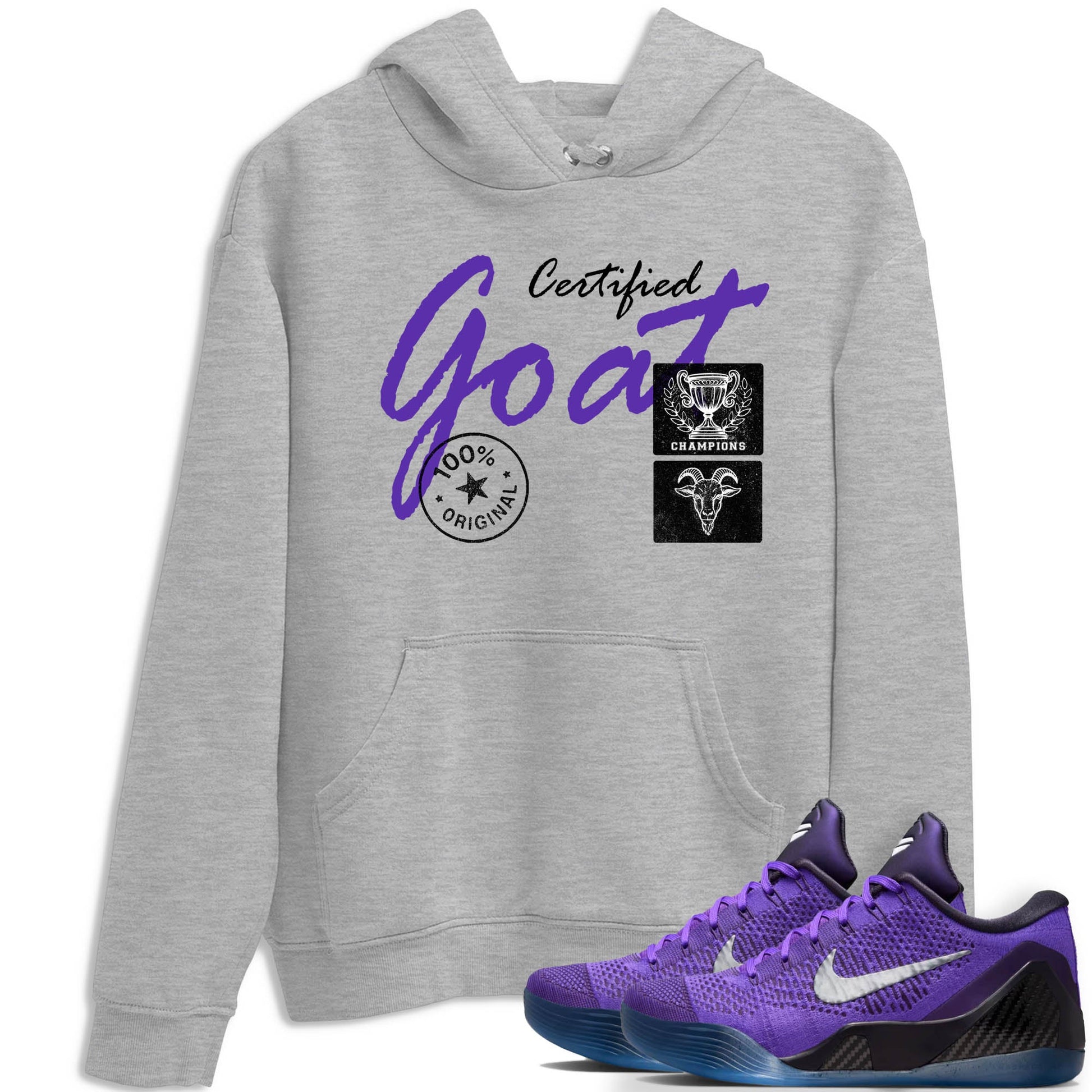 Sneaker Threads – Sneaker Tees To Match Nike KB 9 Hyper Grape – Certified Goat Graphic Tee Heather Grey 1. Perfect for Jordan releases 2025 colorways. Perfect for purple basketball sneaker releases and legacy-inspired colorways for 2025 hoopers.