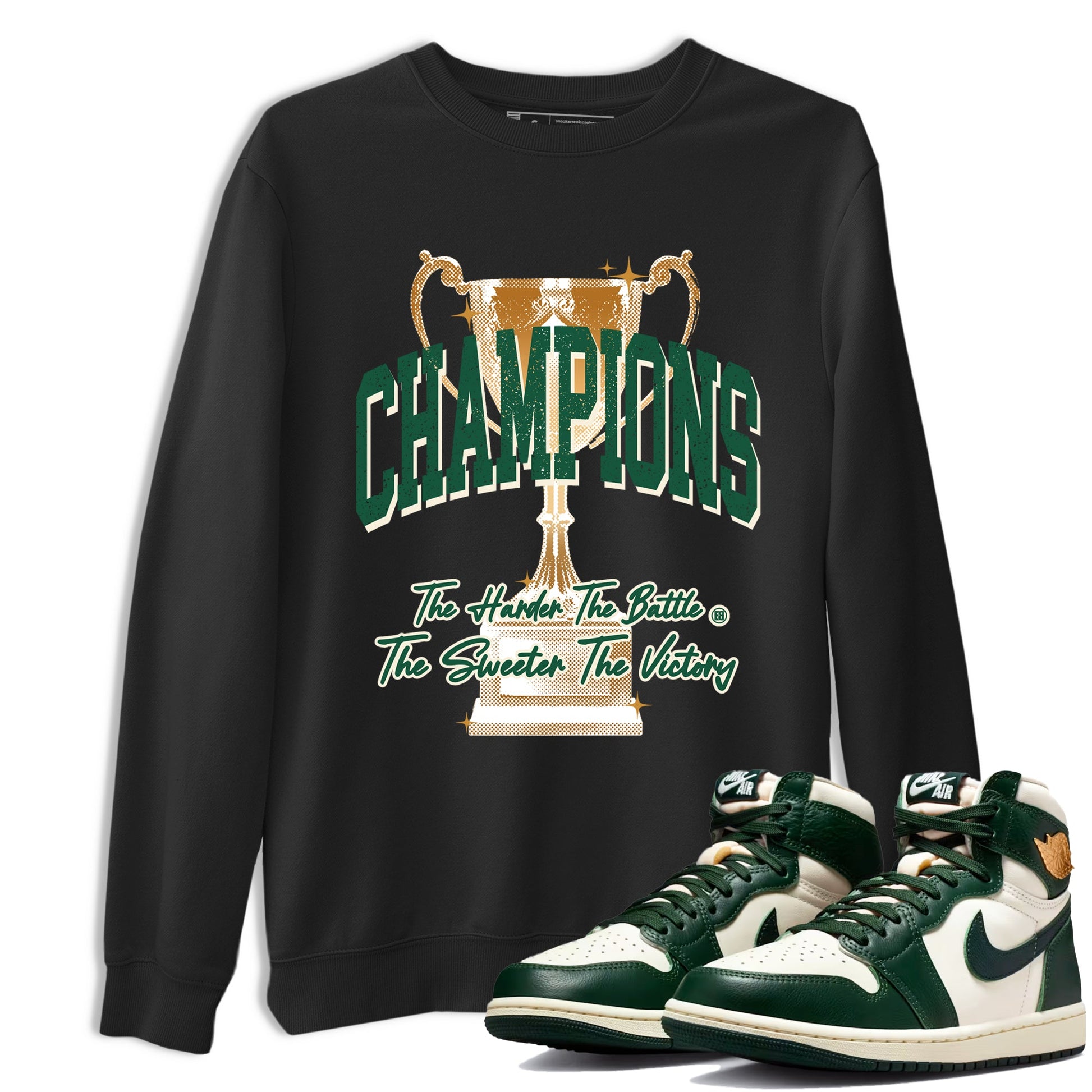 Sneaker Threads – Sneaker Tees To Match Air Jordan 1 Pro Green – Champions Trophy Graphic Tee Black 1. Perfect for Jordan releases 2025 colorways.