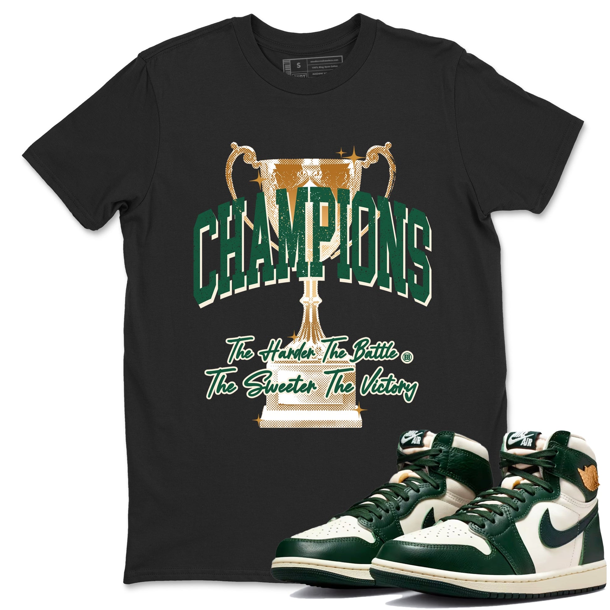 Sneaker Threads – Sneaker Tees To Match Air Jordan 1 Pro Green – Champions Trophy Graphic Tee Black 1. Perfect for Jordan releases 2025 colorways.