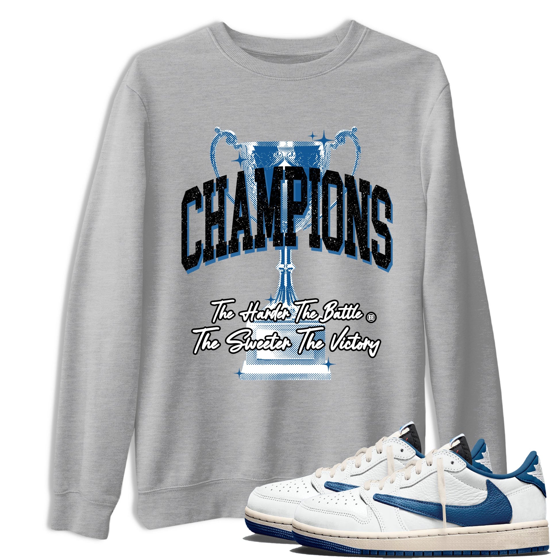 Sneaker match tees – Sneaker Tees To Match Air Jordan 1 Travis Scott Fragment Shoes – Champions Trophy Tee Heather Grey 1