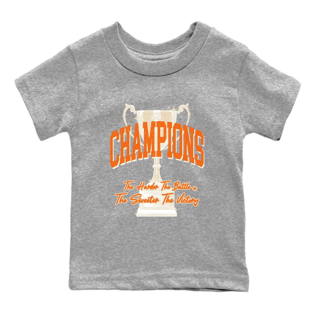 Champions Trophy baby and kids t-shirt crafted for little sneakerheads to shine with the Air Jordan 3 Starfish sneakers, displayed in Heather Grey 2.