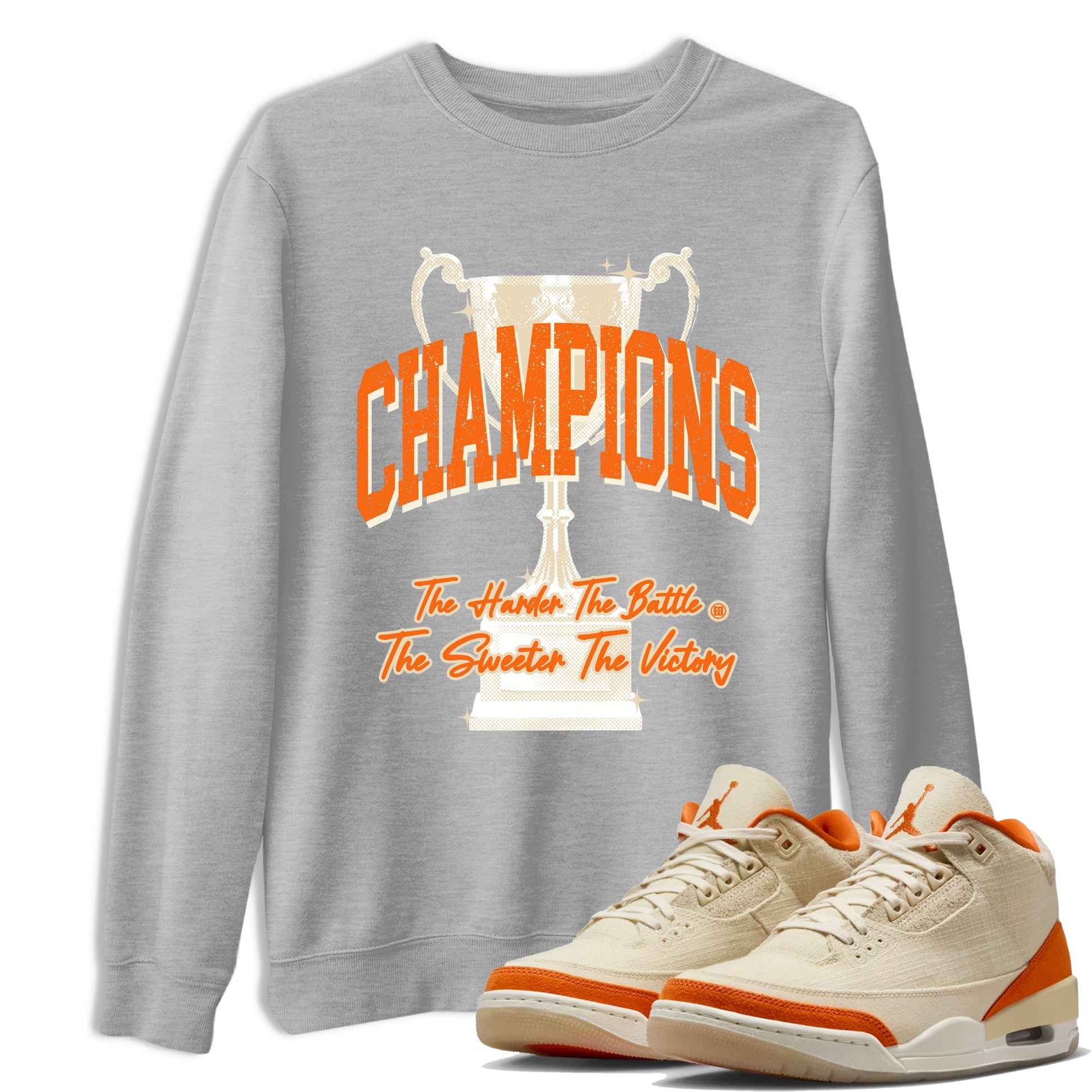 Champions Trophy sneaker match t-shirt styled to complete your fit with the Air Jordan 3 Starfish sneakers, shown in Heather Grey 1.