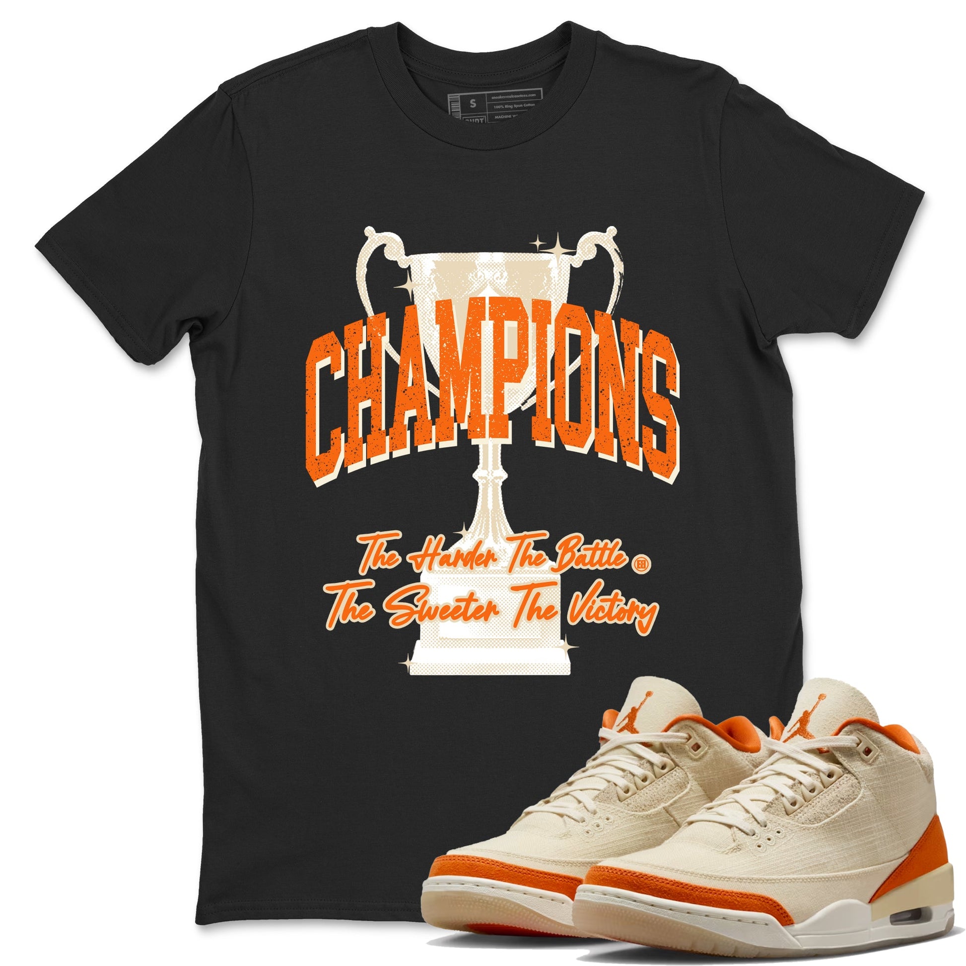 Champions Trophy sneaker match t-shirt styled to complete your fit with the Air Jordan 3 Starfish sneakers, shown in Black 1.