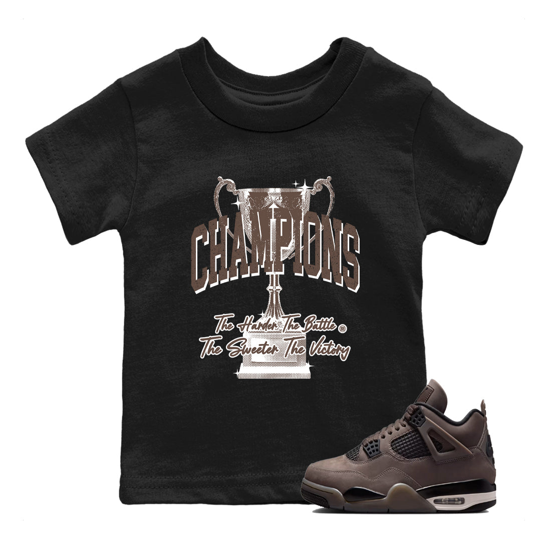 Sneaker match tees – Sneaker Tees To Match Air Jordan 4 Cave Stone Shoes – Champions Trophy Kids T-Shirt Black 1