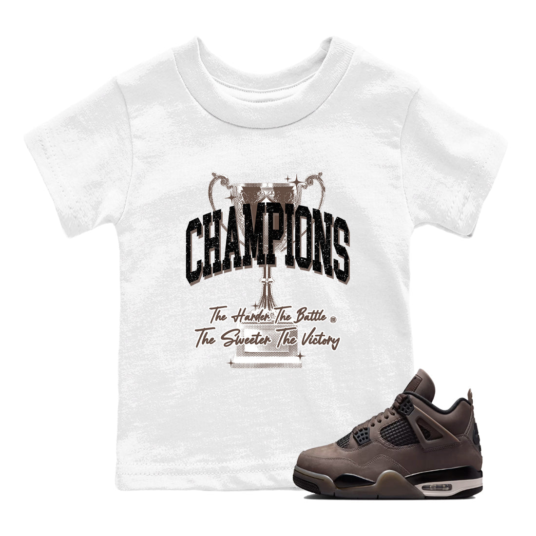 Sneaker match tees – Sneaker Tees To Match Air Jordan 4 Cave Stone Shoes – Champions Trophy Kids T-Shirt White 1