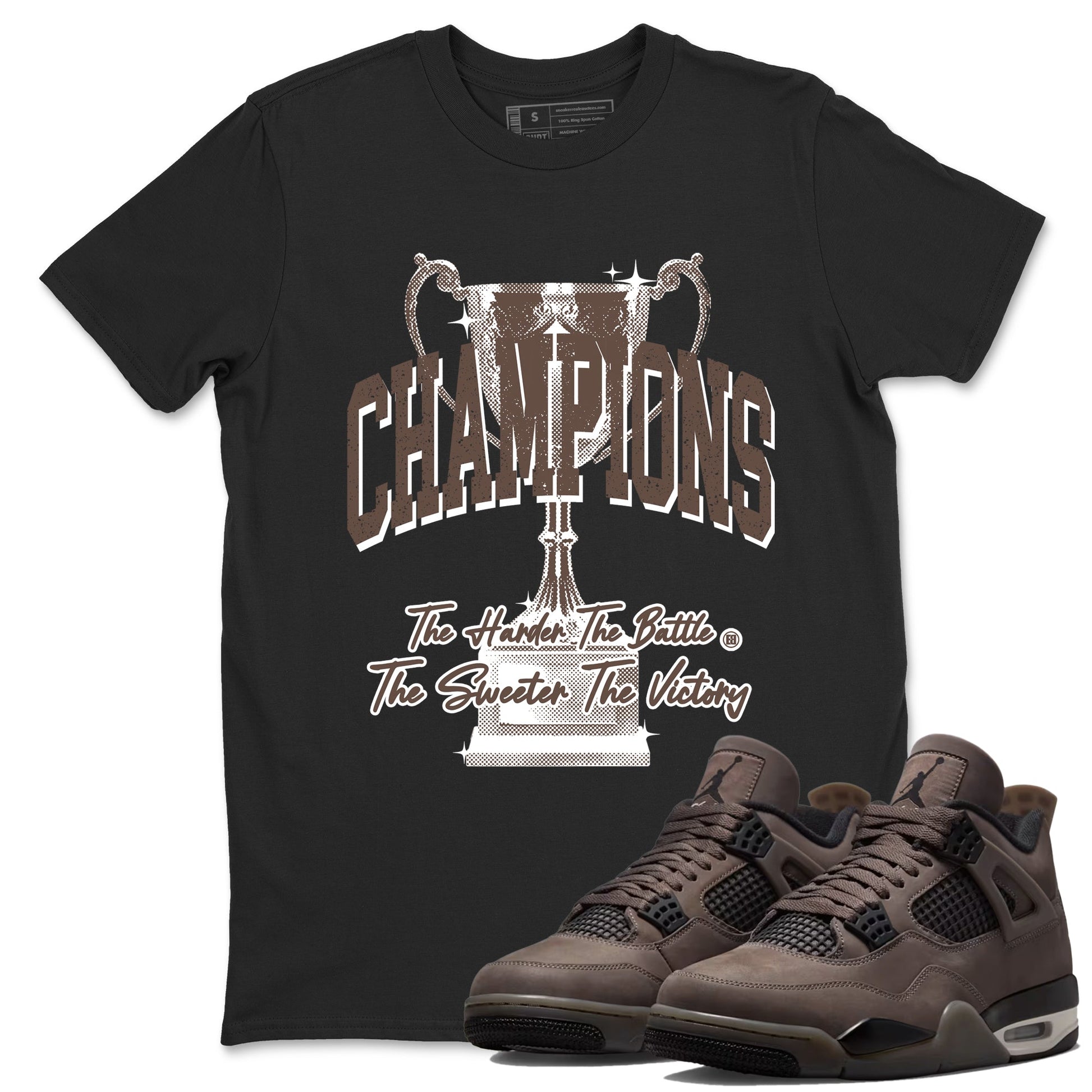 Sneaker match tees – Sneaker Tees To Match Air Jordan 4 Cave Stone Shoes – Champions Trophy Tee Black 1