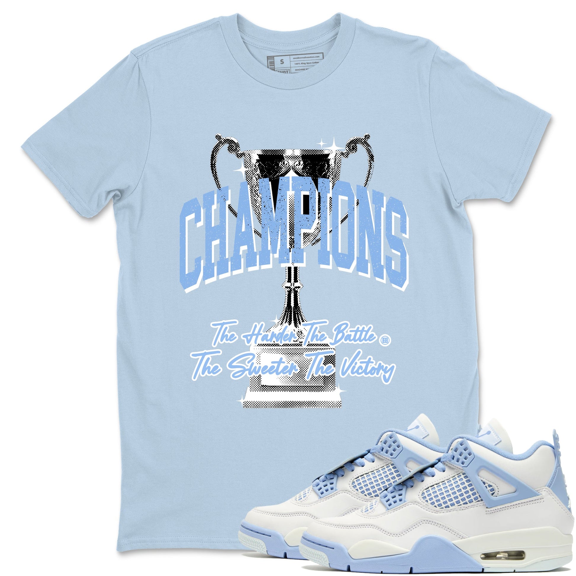 4s Forget Me Not shirts to match jordans Champions Trophy sneaker match tees Air Jordan 4 WMNS Aluminummatch shoes to clothes SNRT Sneaker Tees unisex cotton Light Blue 1 shirts