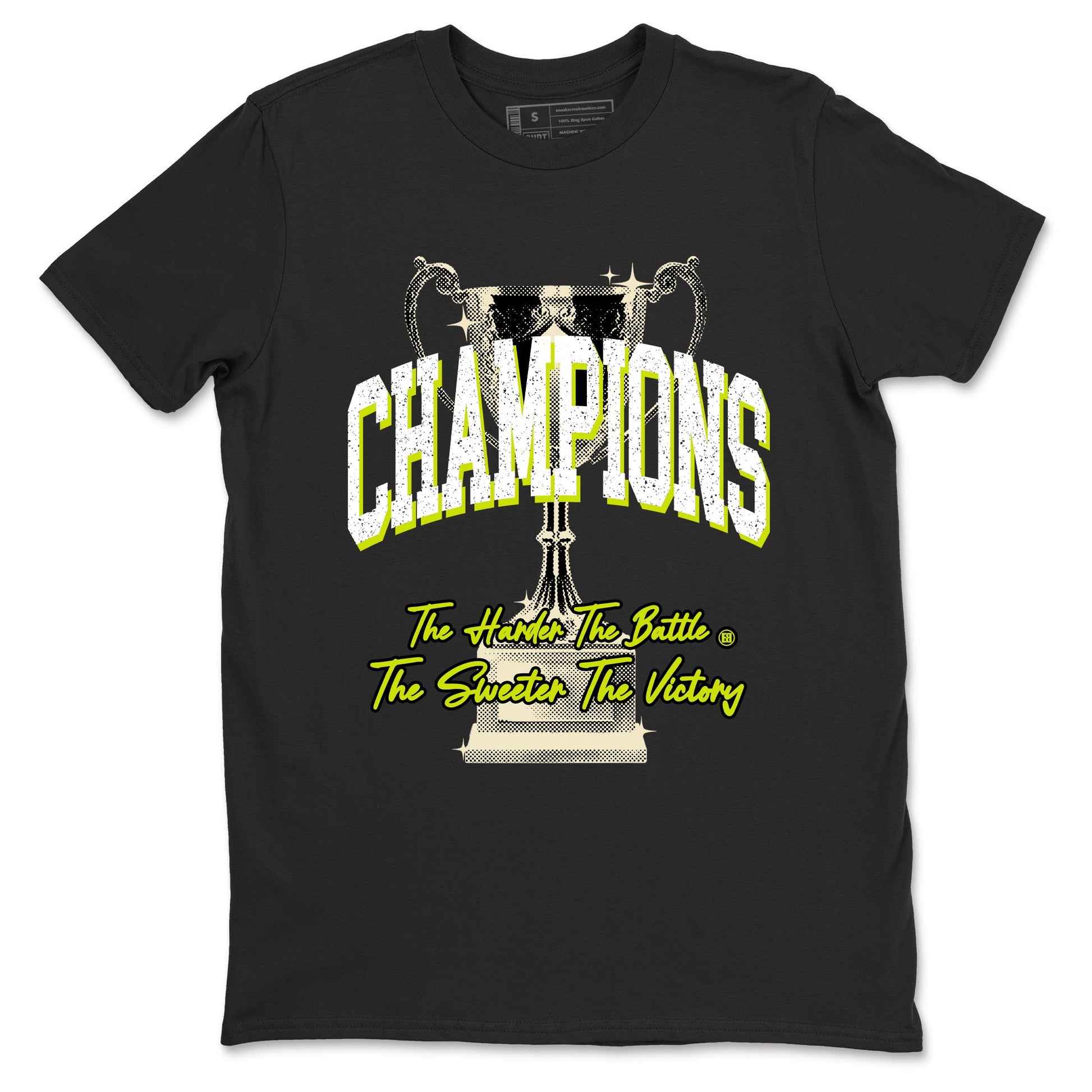 Champions Trophy sneaker match t-shirt styled to complete your fit with the Jordan Jumpman Jack Travis Scott Bright Cactus sneakers, shown in Black 2.