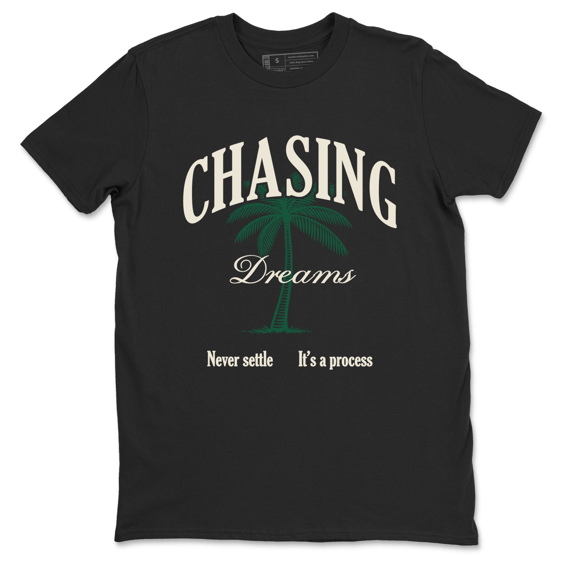 Sneaker Threads – Sneaker Tees To Match Air Jordan 1 Pro Green – Chasing Dreams Graphic Tee Black 2. Perfect for Jordan releases 2025 colorways.