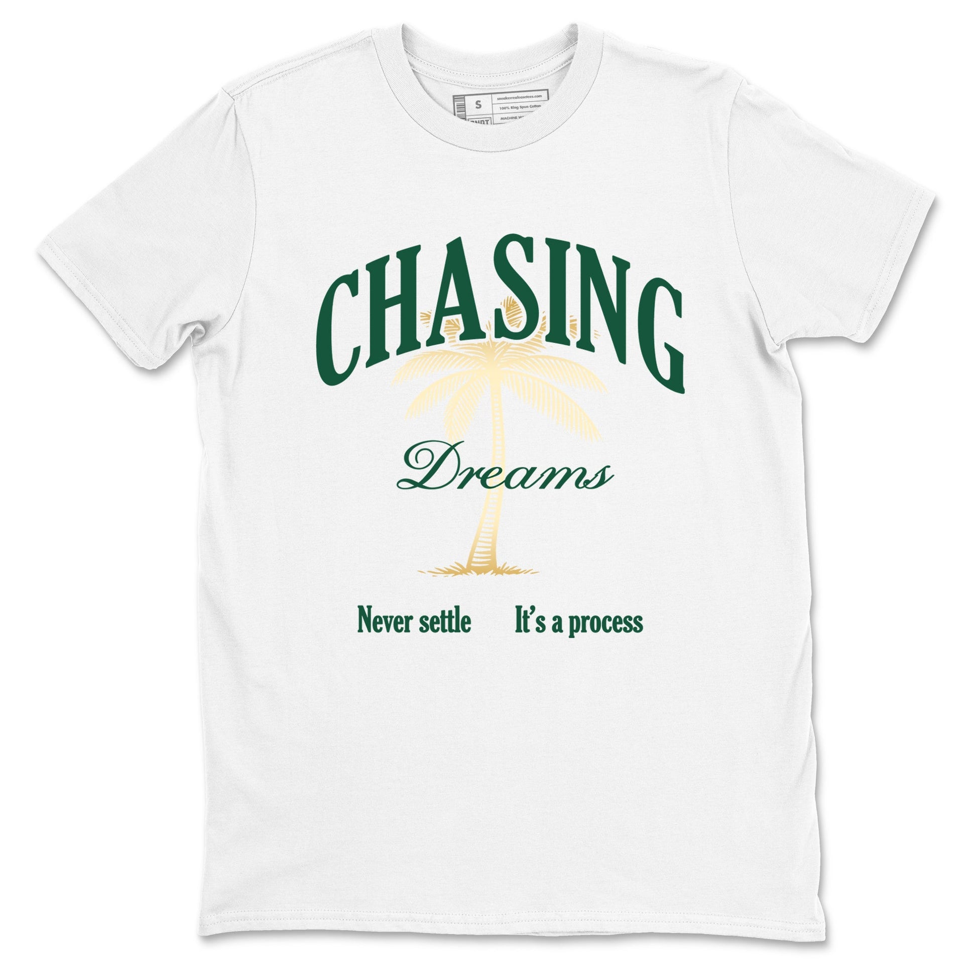 Sneaker Threads – Sneaker Tees To Match Air Jordan 1 Pro Green – Chasing Dreams Graphic Tee White 2. Perfect for Jordan releases 2025 colorways.
