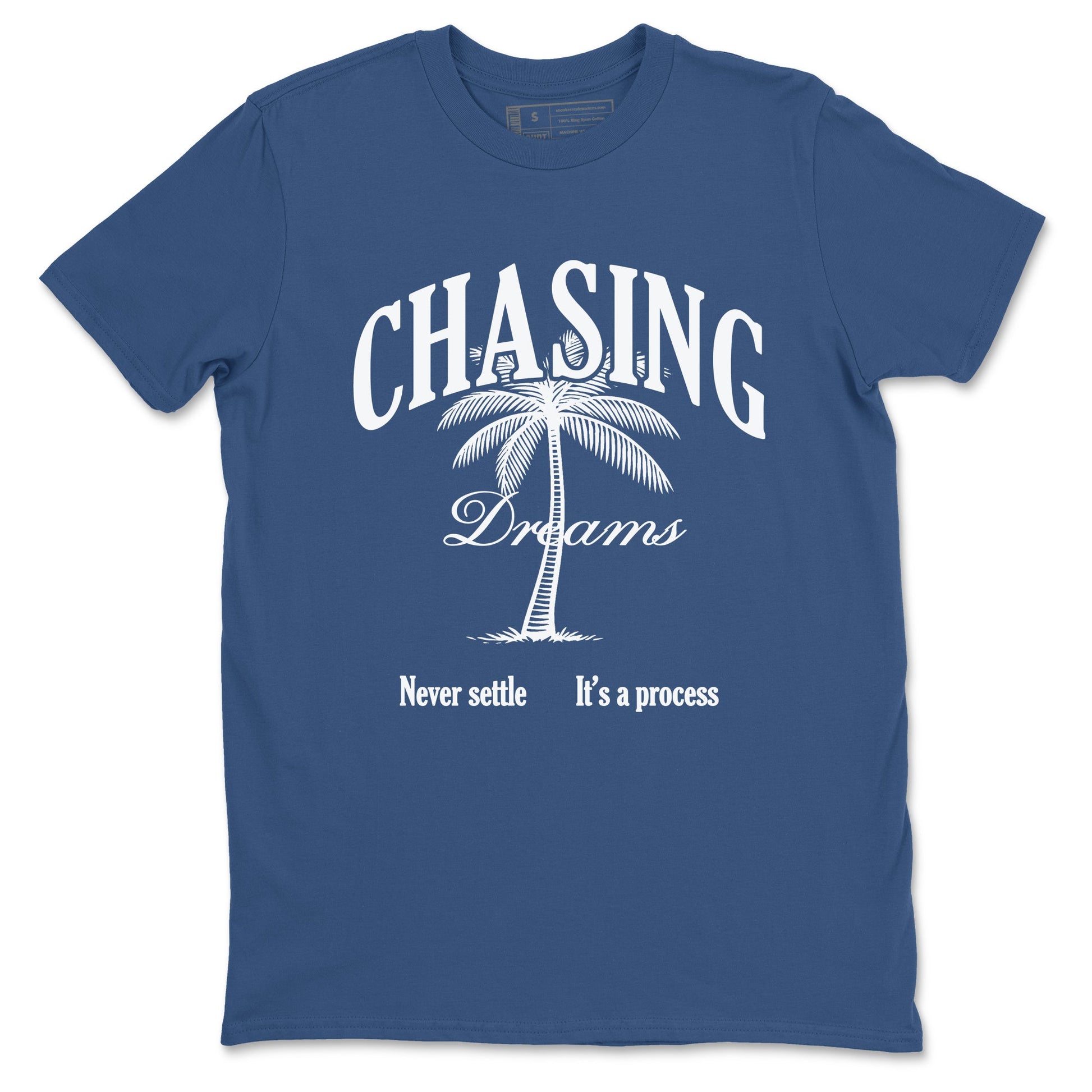 Sneaker match tees – Sneaker Tees To Match Air Jordan 12 French Blue Shoes – Chasing Dreams Tee Denim Blue 2