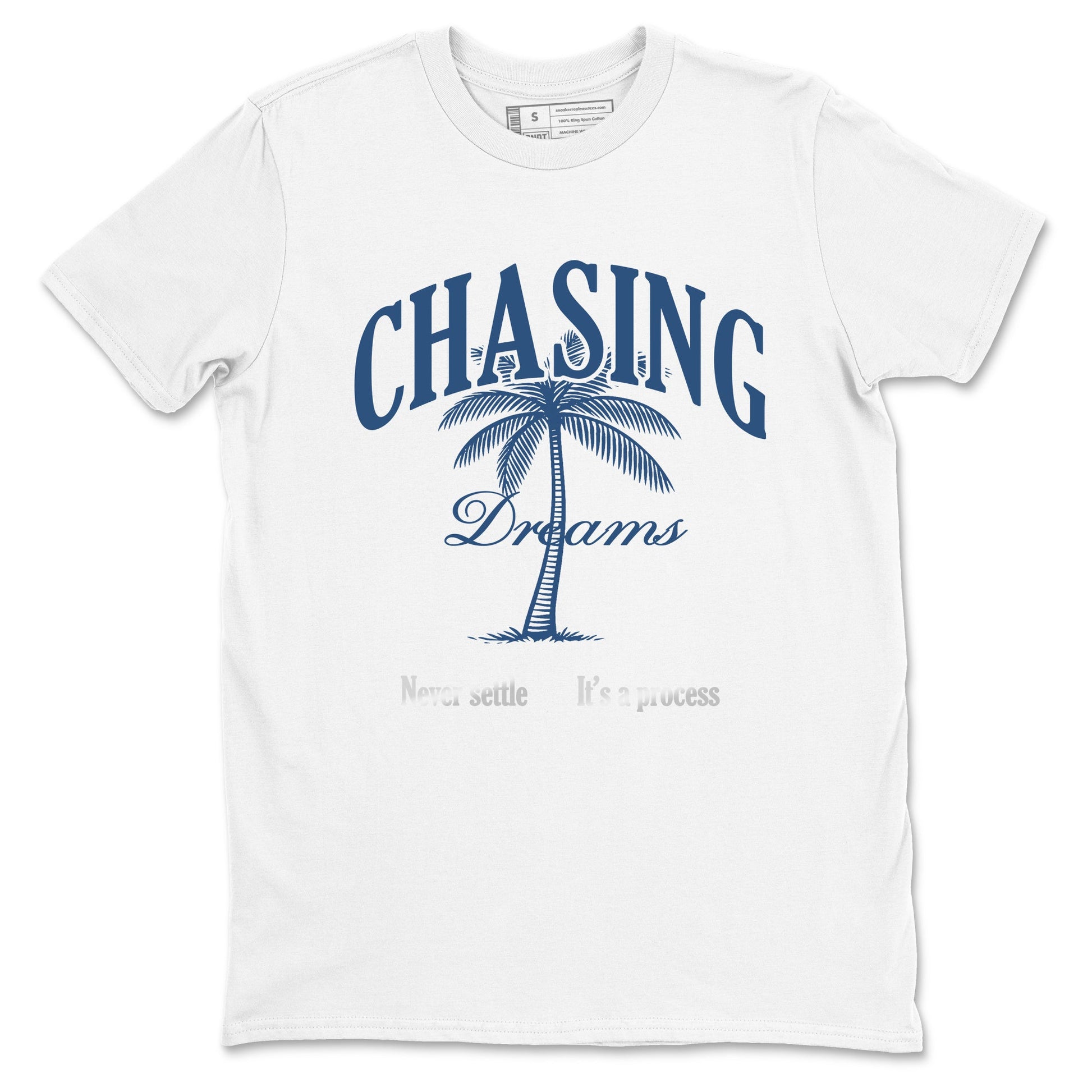 Sneaker match tees – Sneaker Tees To Match Air Jordan 12 French Blue Shoes – Chasing Dreams Tee White 2