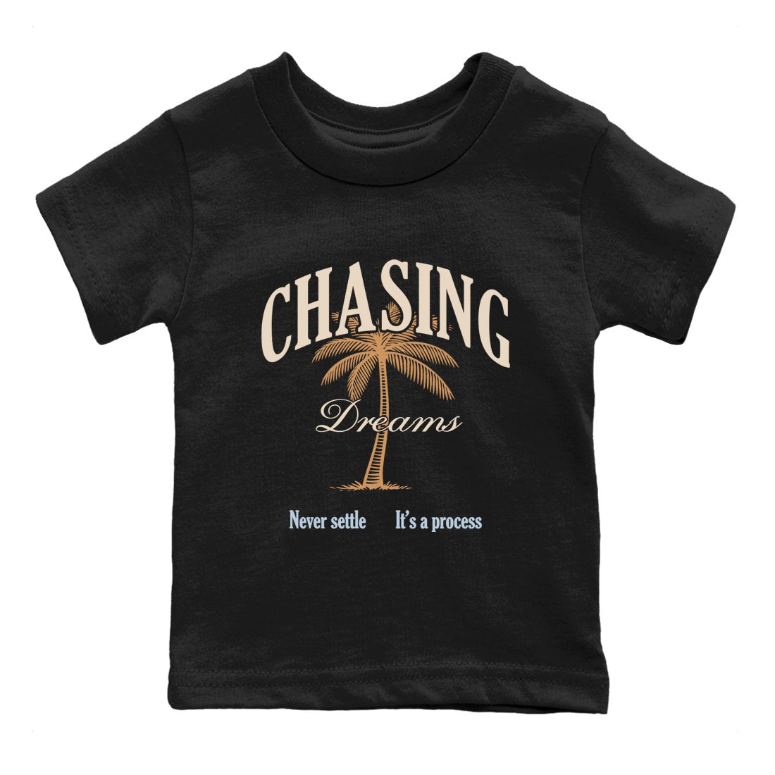 Sneaker match tees – Sneaker Tees To Match Air Jordan 3 Champagne and Oysters Shoes – Chasing Dreams Kids T-Shirt Black 2