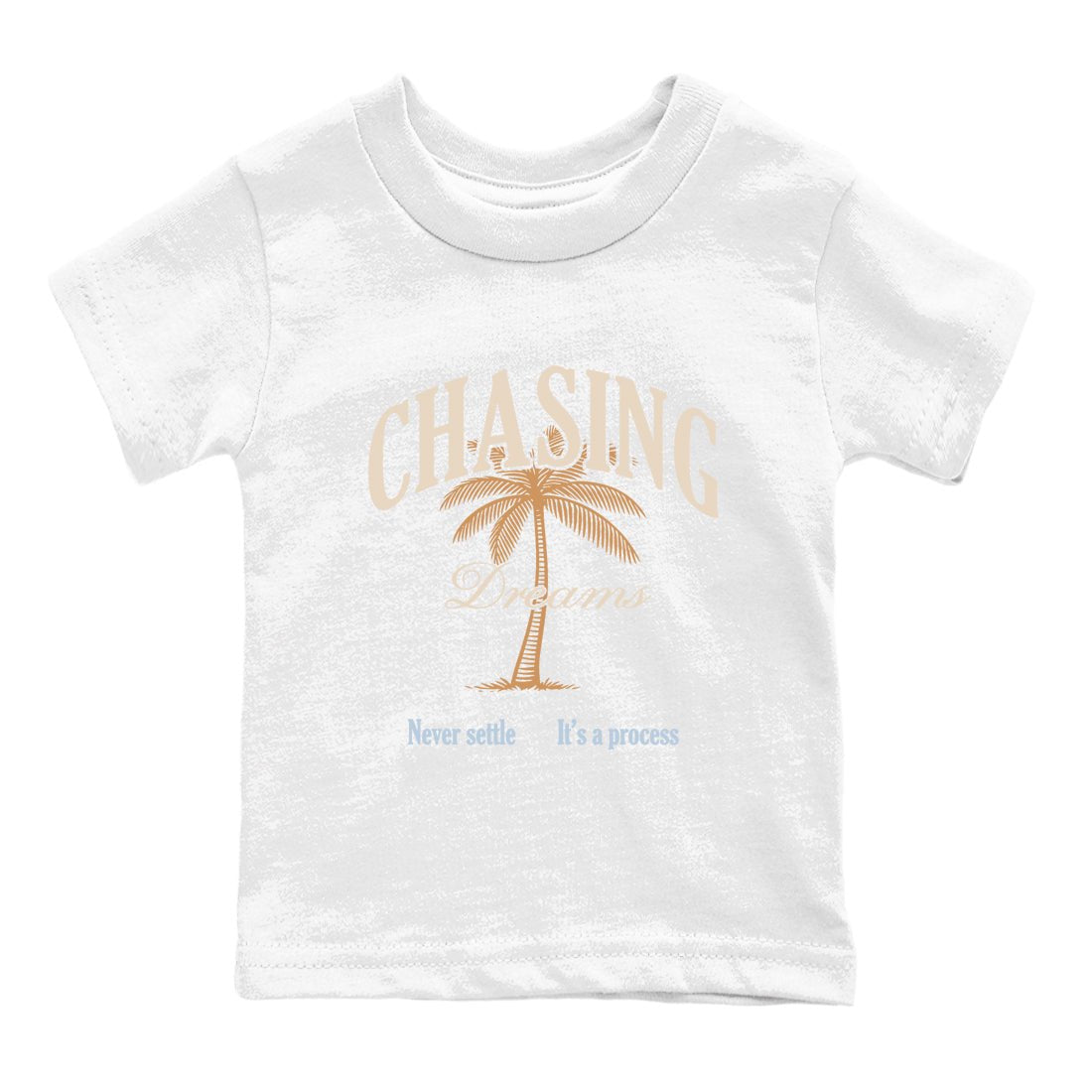 Sneaker match tees – Sneaker Tees To Match Air Jordan 3 Champagne and Oysters Shoes – Chasing Dreams Kids T-Shirt White 2