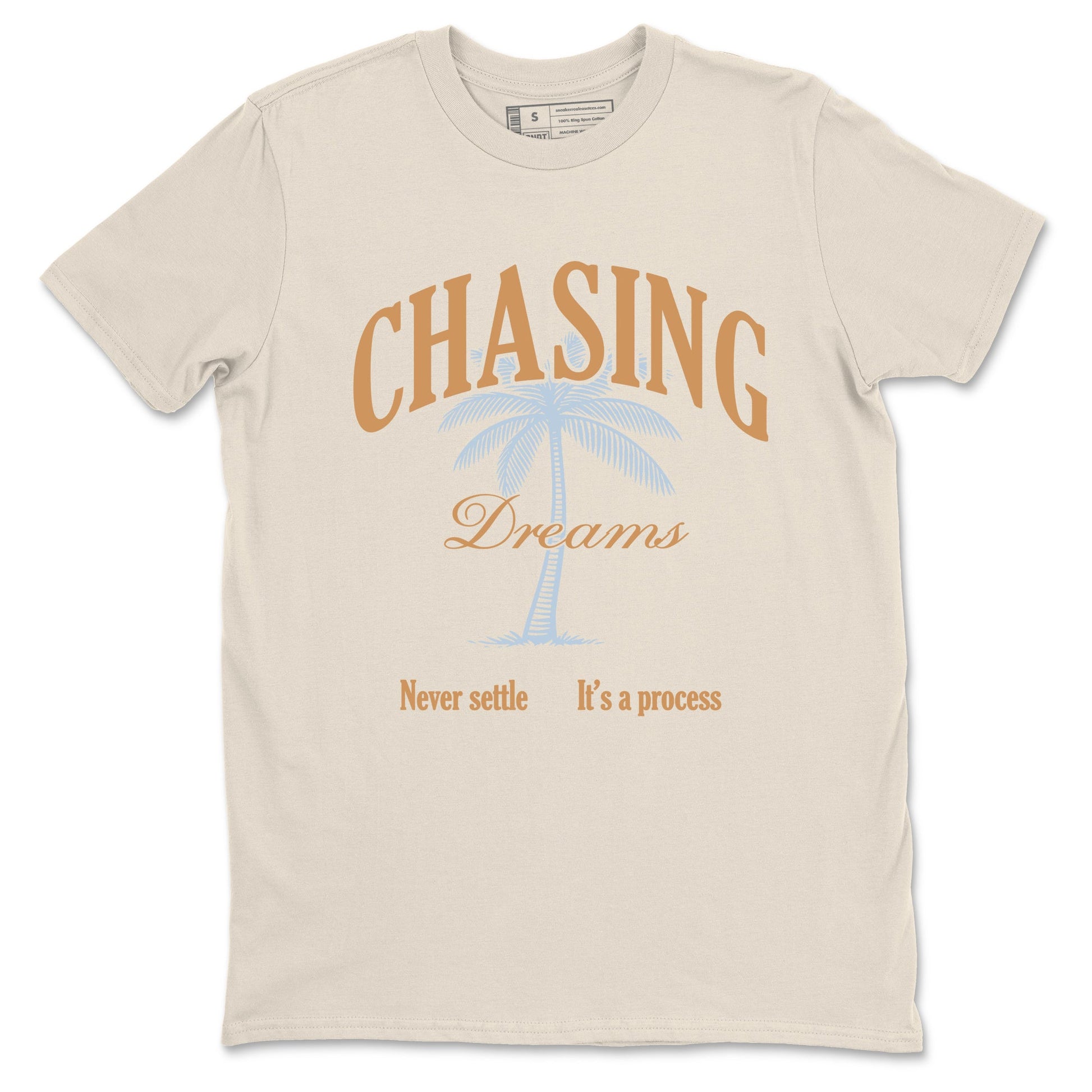 Sneaker match tees – Sneaker Tees To Match Air Jordan 3 Champagne and Oysters Shoes – Chasing Dreams Tee Natural 2