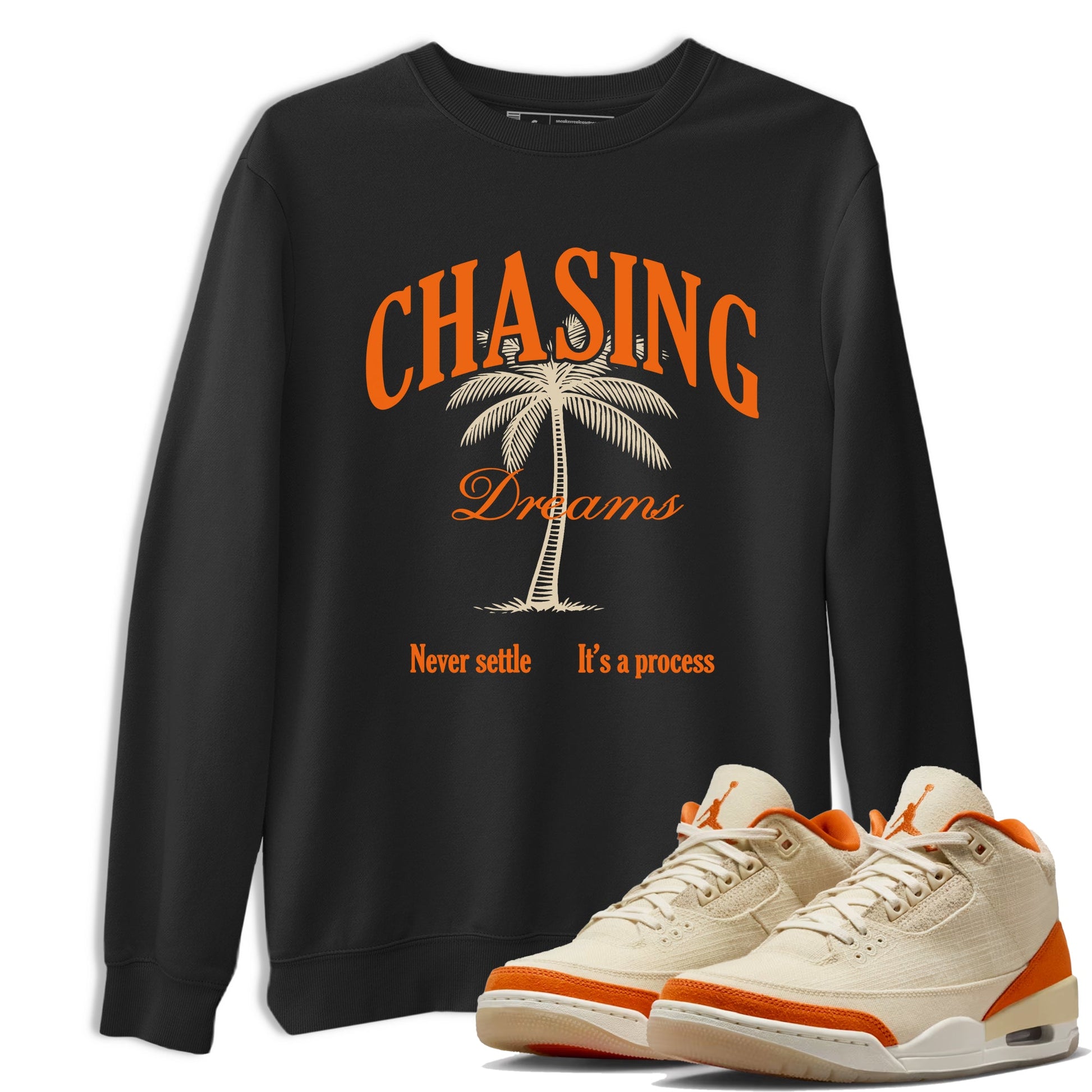 Chasing Dreams sneaker match t-shirt styled to complete your fit with the Air Jordan 3 Starfish sneakers, shown in Black 1.